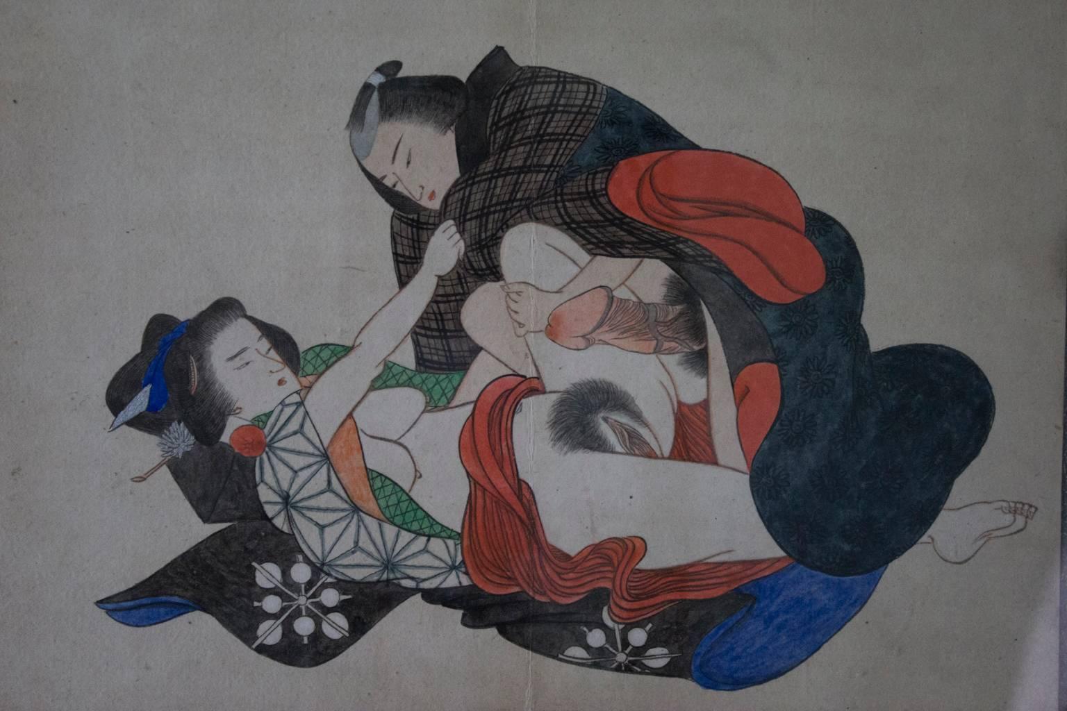 Original and Framed Set of Ten Shunga Prints 3