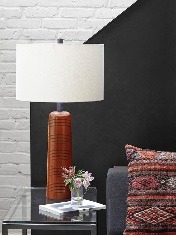 American Turned Cherry and Navy-Dyed Ash Table Lamp, Delhi II For Sale