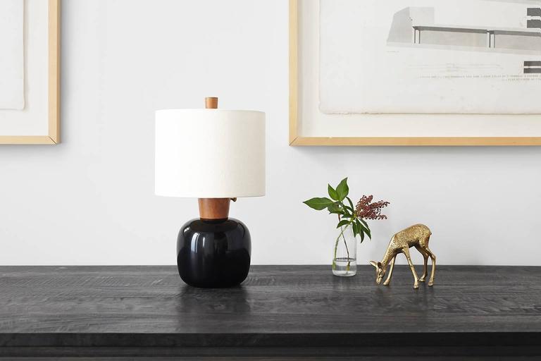 Modern Ebonized Maple and Cherry Bedside Lamp, Marty I For Sale