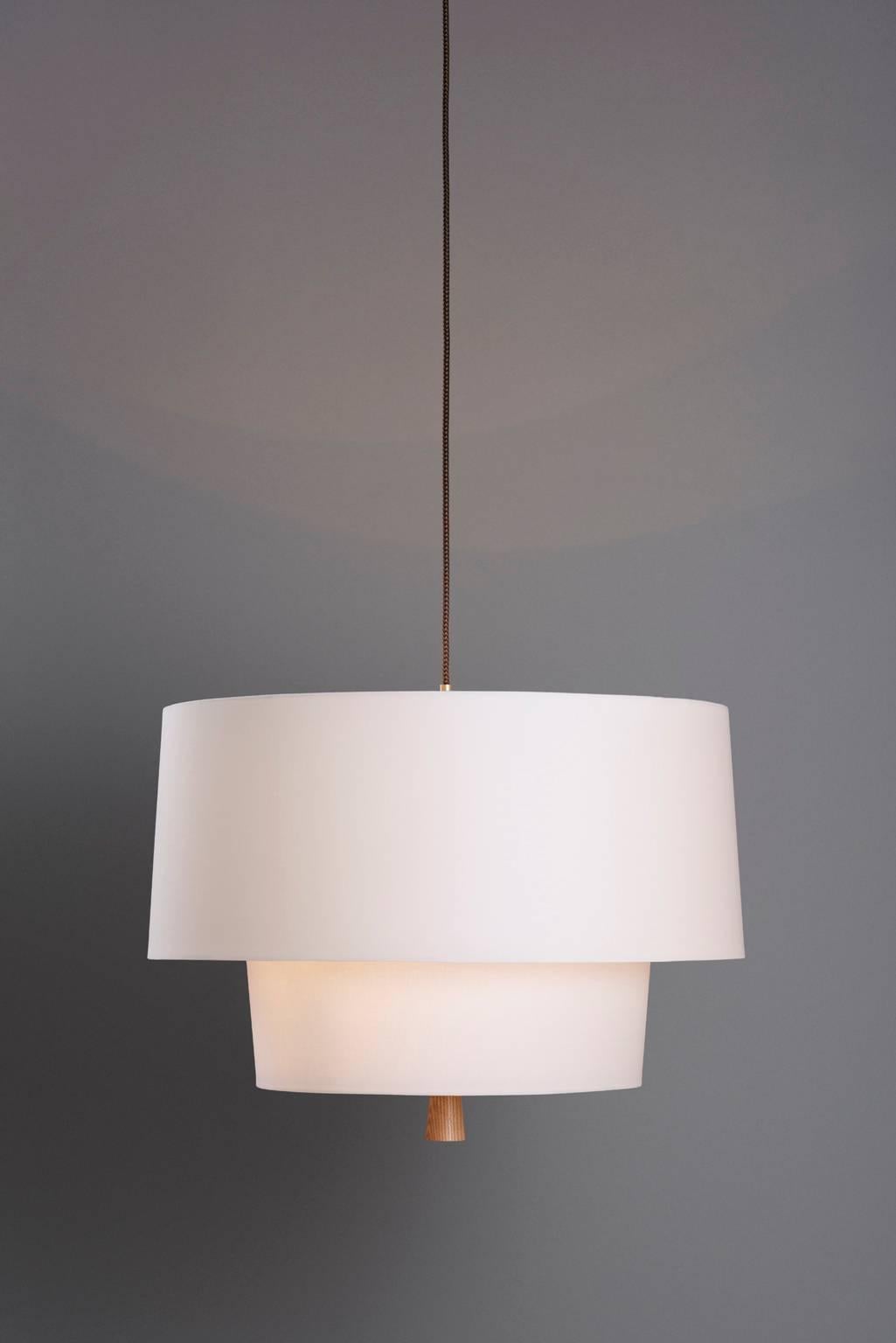 Brass Linen Pendant Light, Nomen For Sale