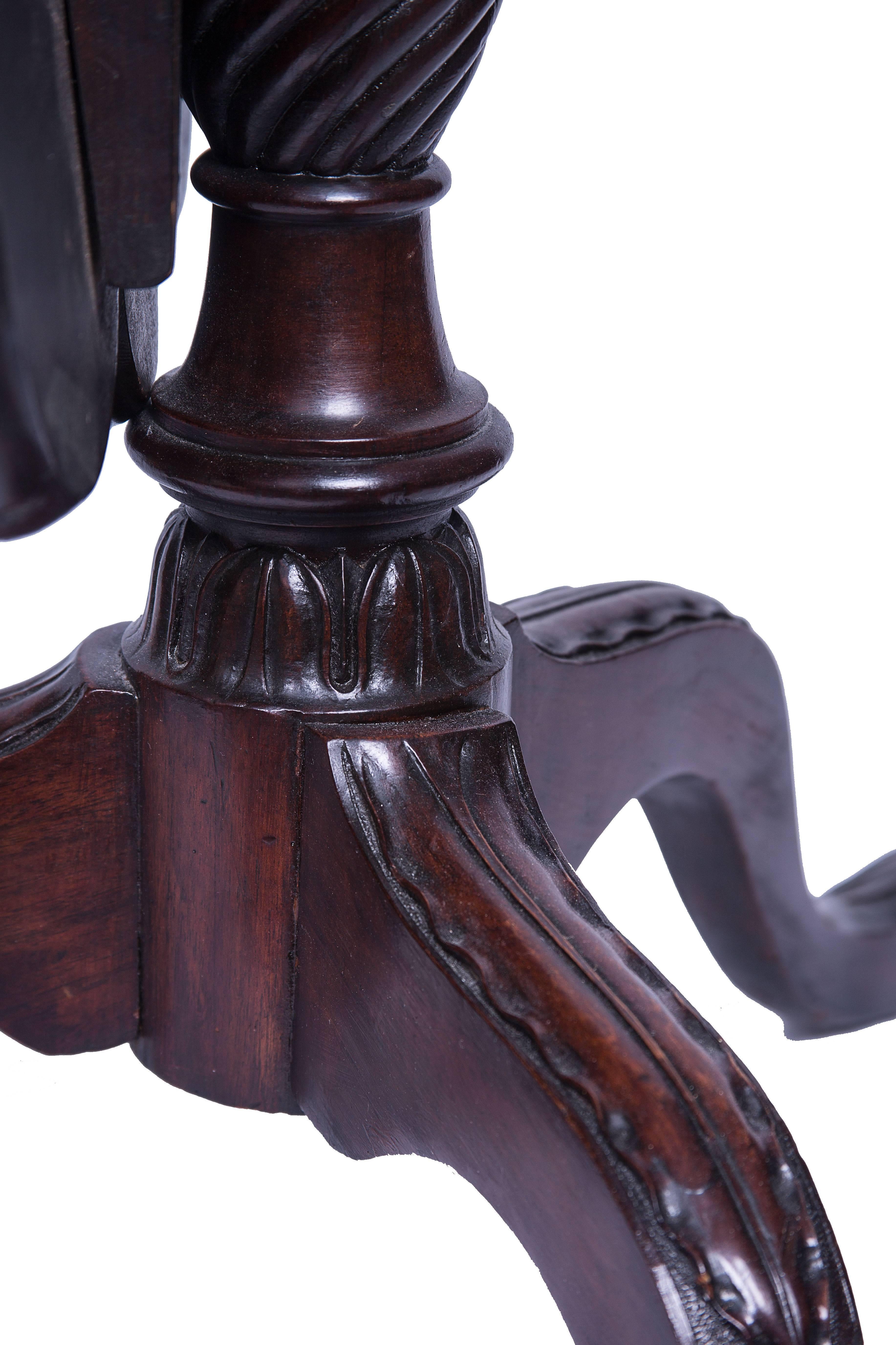 Carved English Mahogany Tilt-Top Supper Table