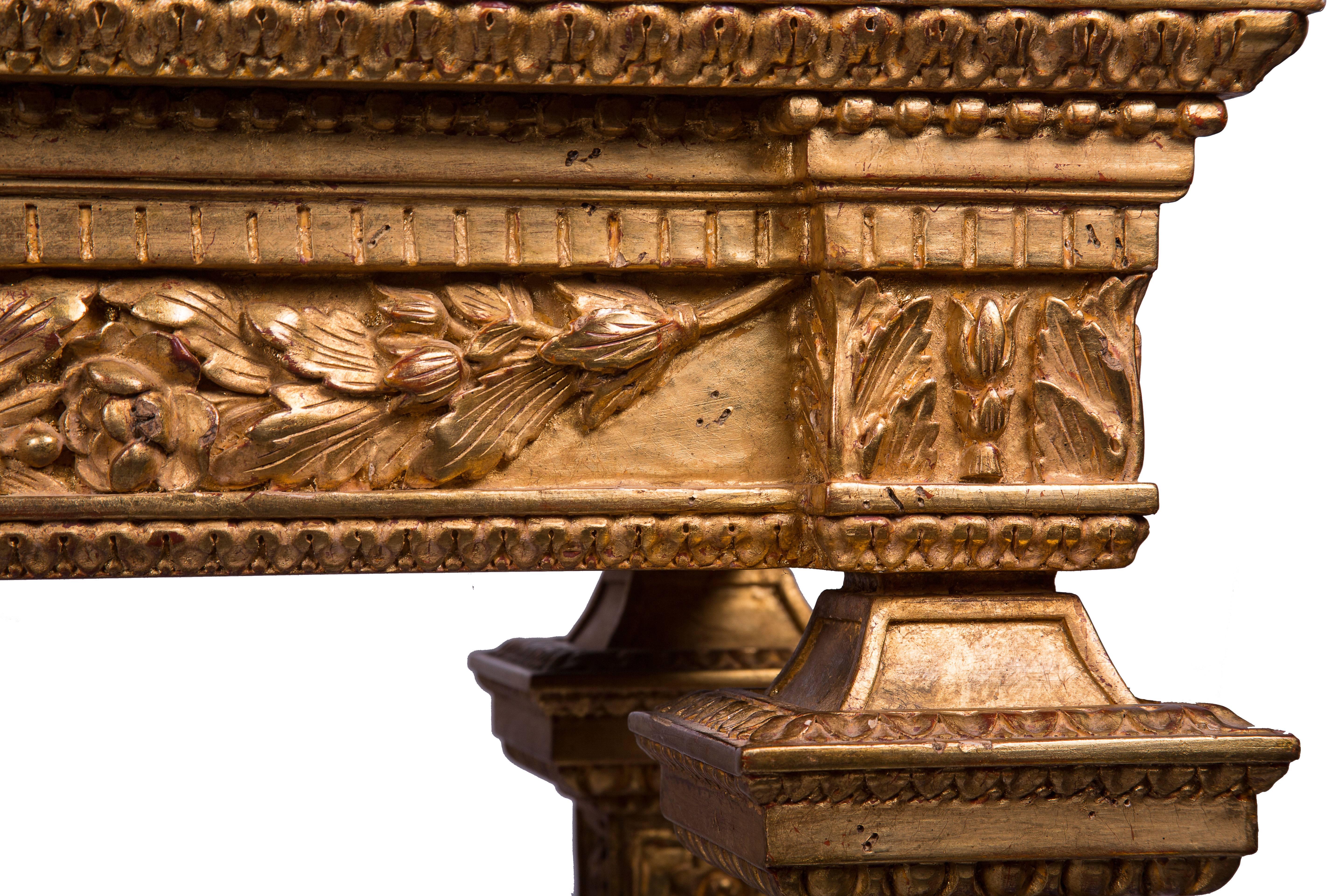 Carved French Giltwood Console with Marble Top