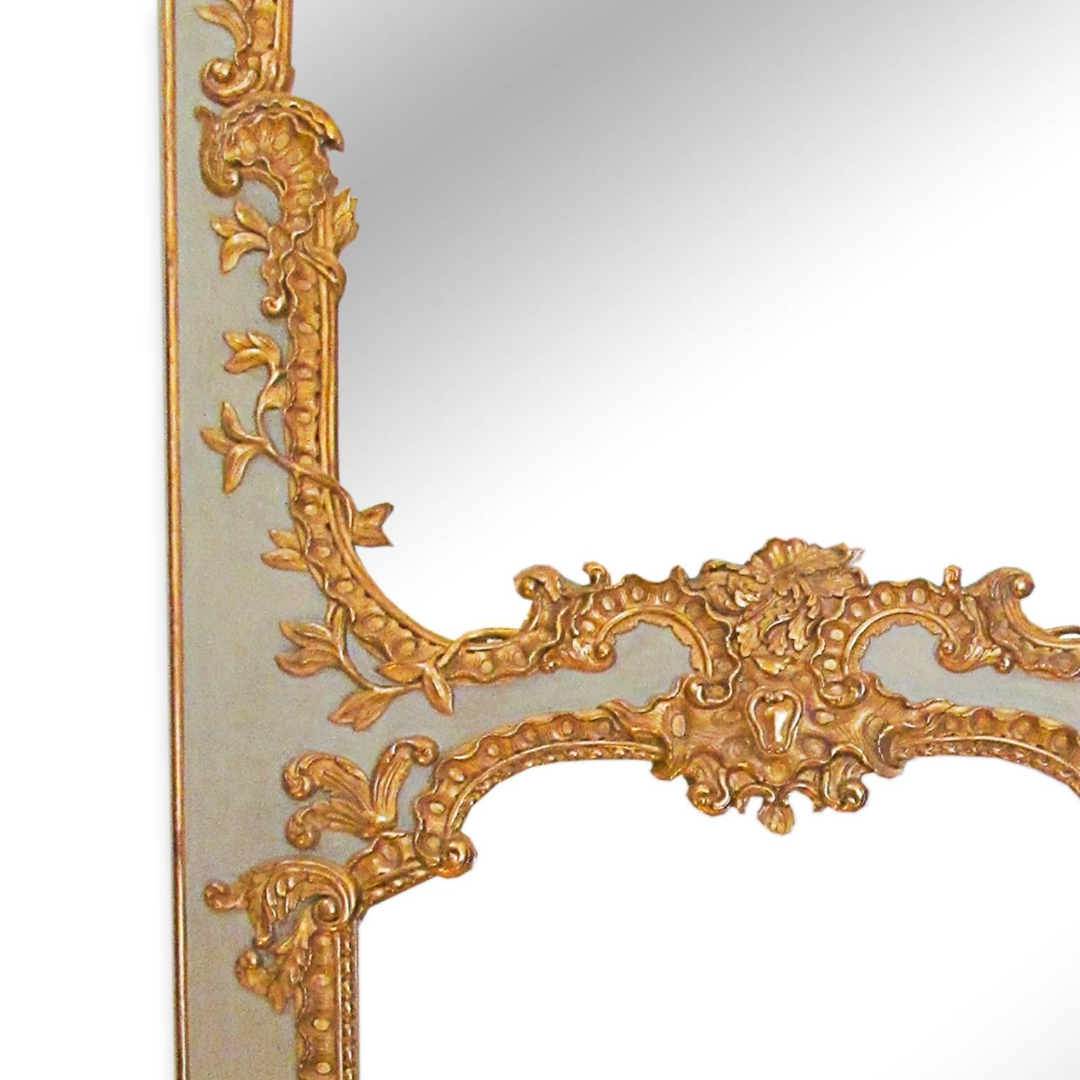Louis XV Style Painted and Gilt Trumeau In Excellent Condition In WEST PALM BEACH, FL