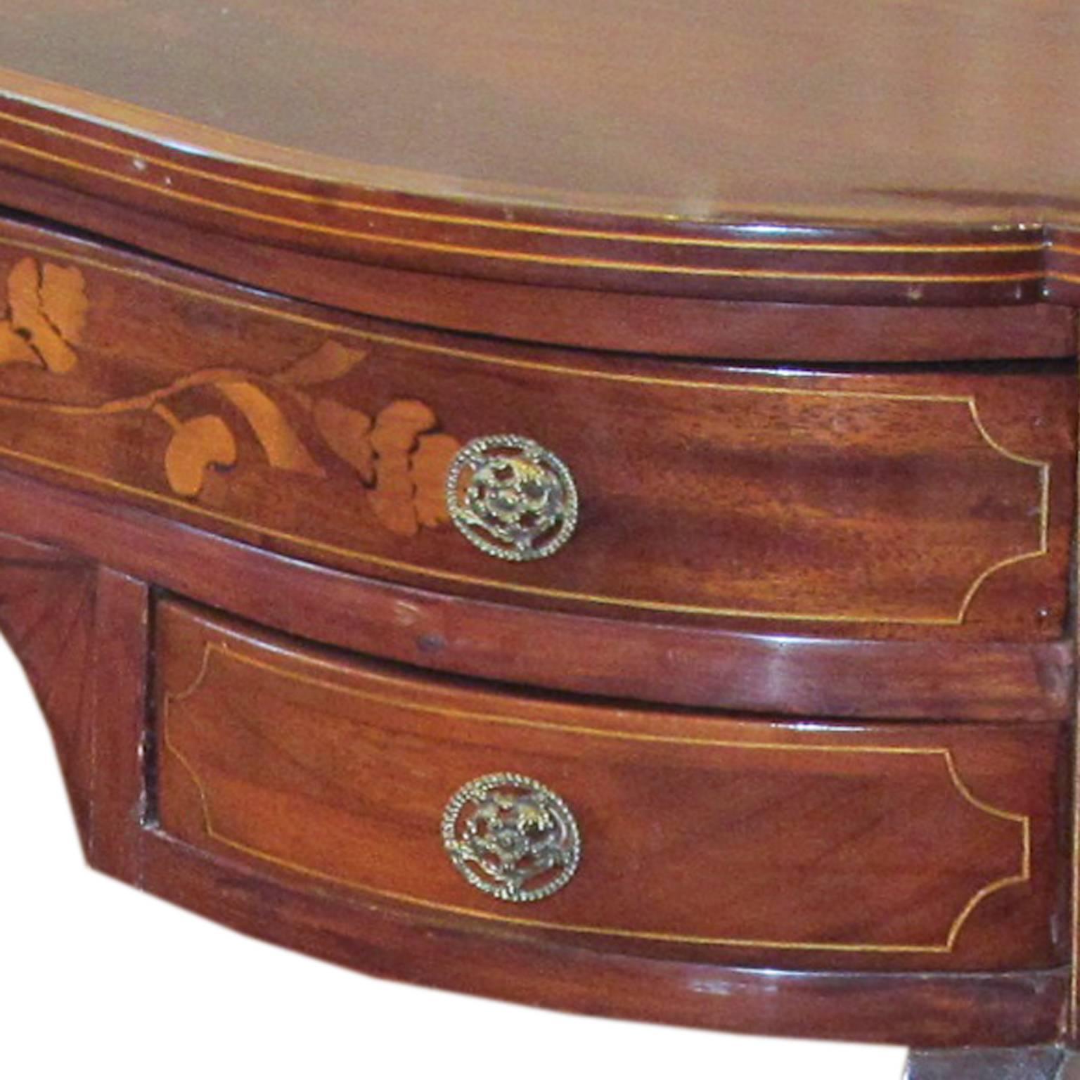 Woodwork Dutch Serpentine Mahogany and Marquetry Inlaid Table For Sale