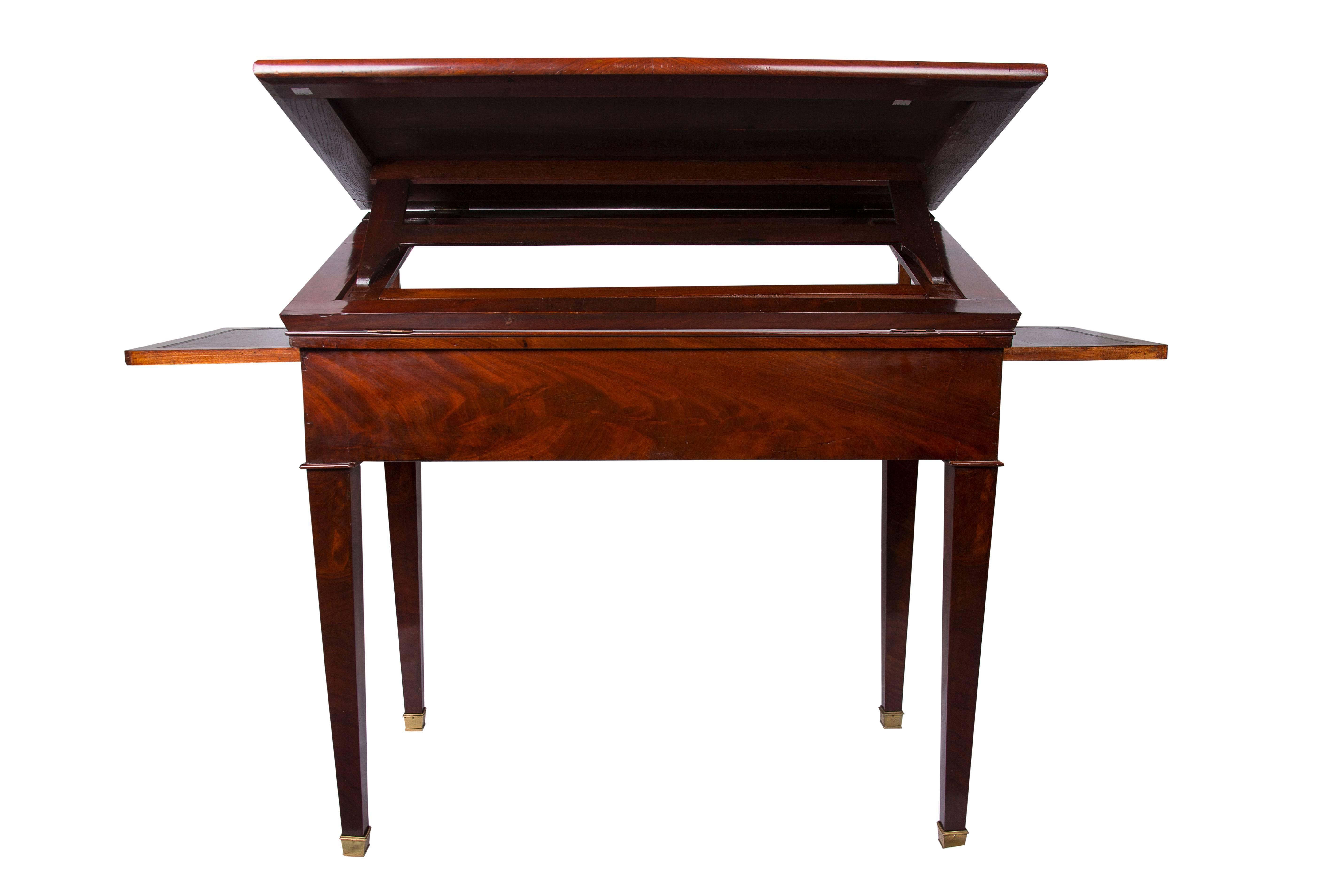 Brass 19th Century French Empire Mahogany Architect's Desk