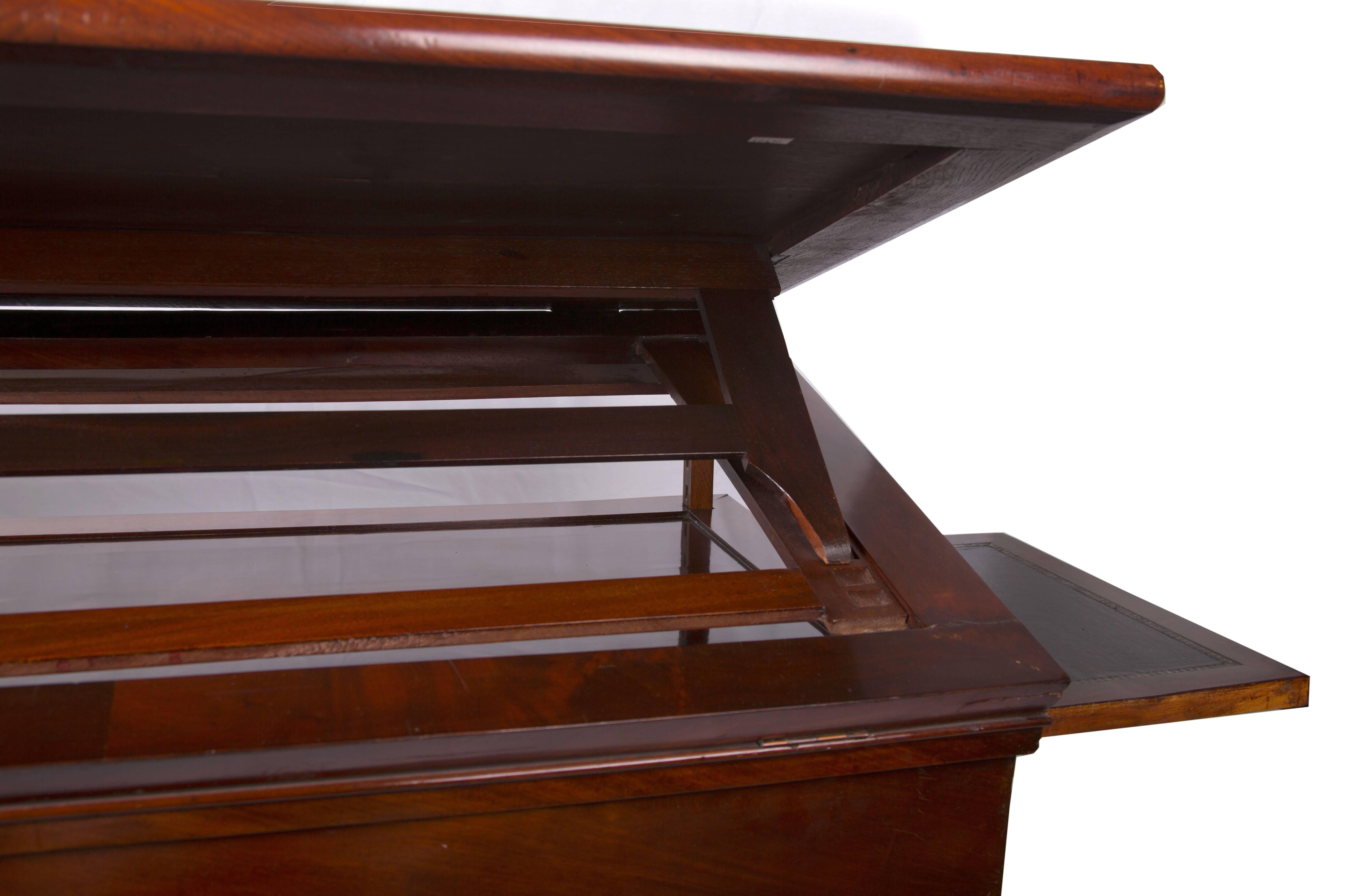 19th Century French Empire Mahogany Architect's Desk In Good Condition In WEST PALM BEACH, FL
