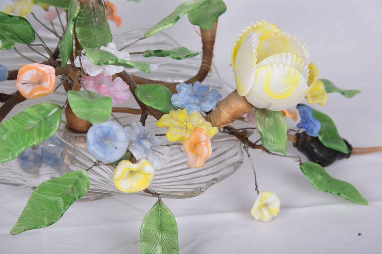 19th Century Electrified Glass Floral Bouqet in Glass Bowl at 1stDibs