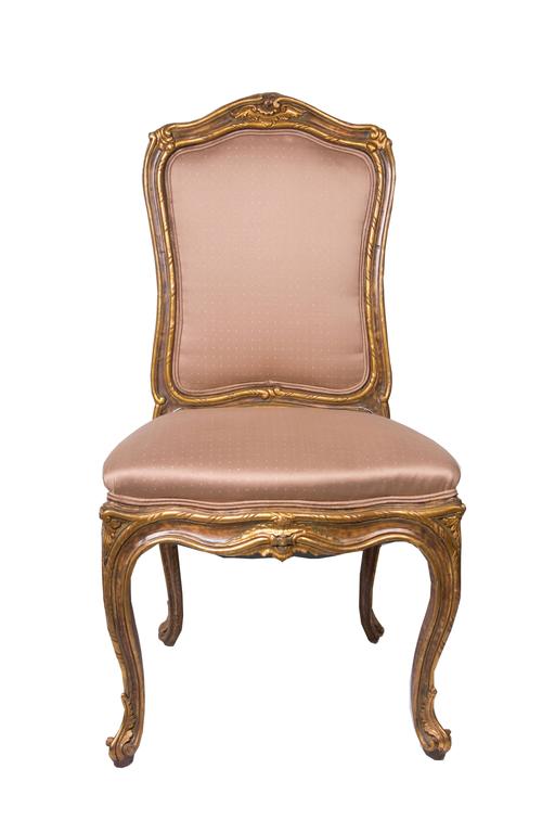 Set of Six 19th Century French Carved and Gilt Upholstered Side Chairs ...