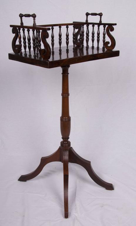 English Early 19th Century Regency Rosewood Book Caddy on Later Stand For Sale