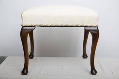 Pair of Queen Anne Style Walnut Upholstered Benches