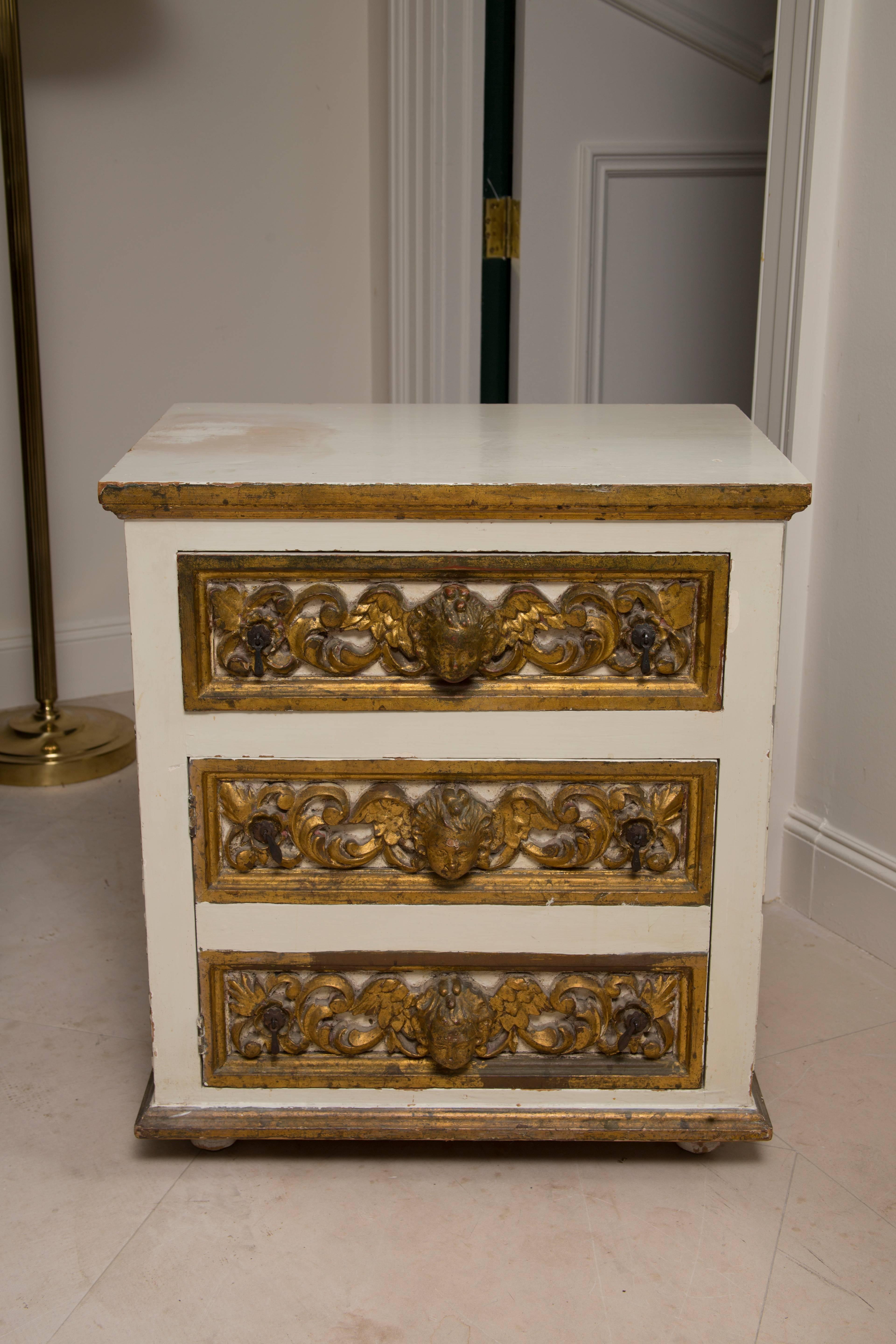 19th Century Pair of Italian White and Parcel-Gilt Chests