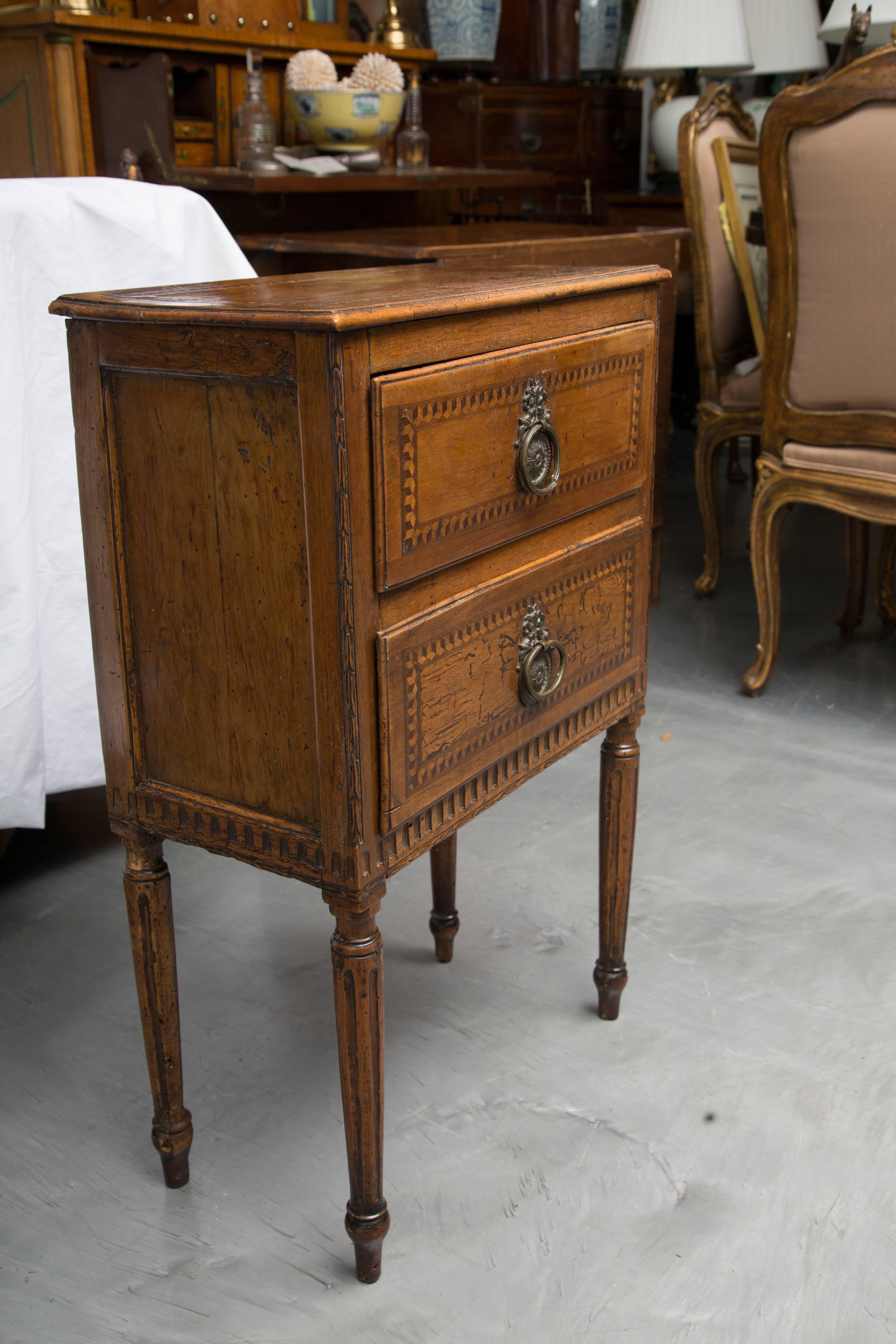 19th Century, Italian Walnut Louis XVI Style Side Cabinet 1