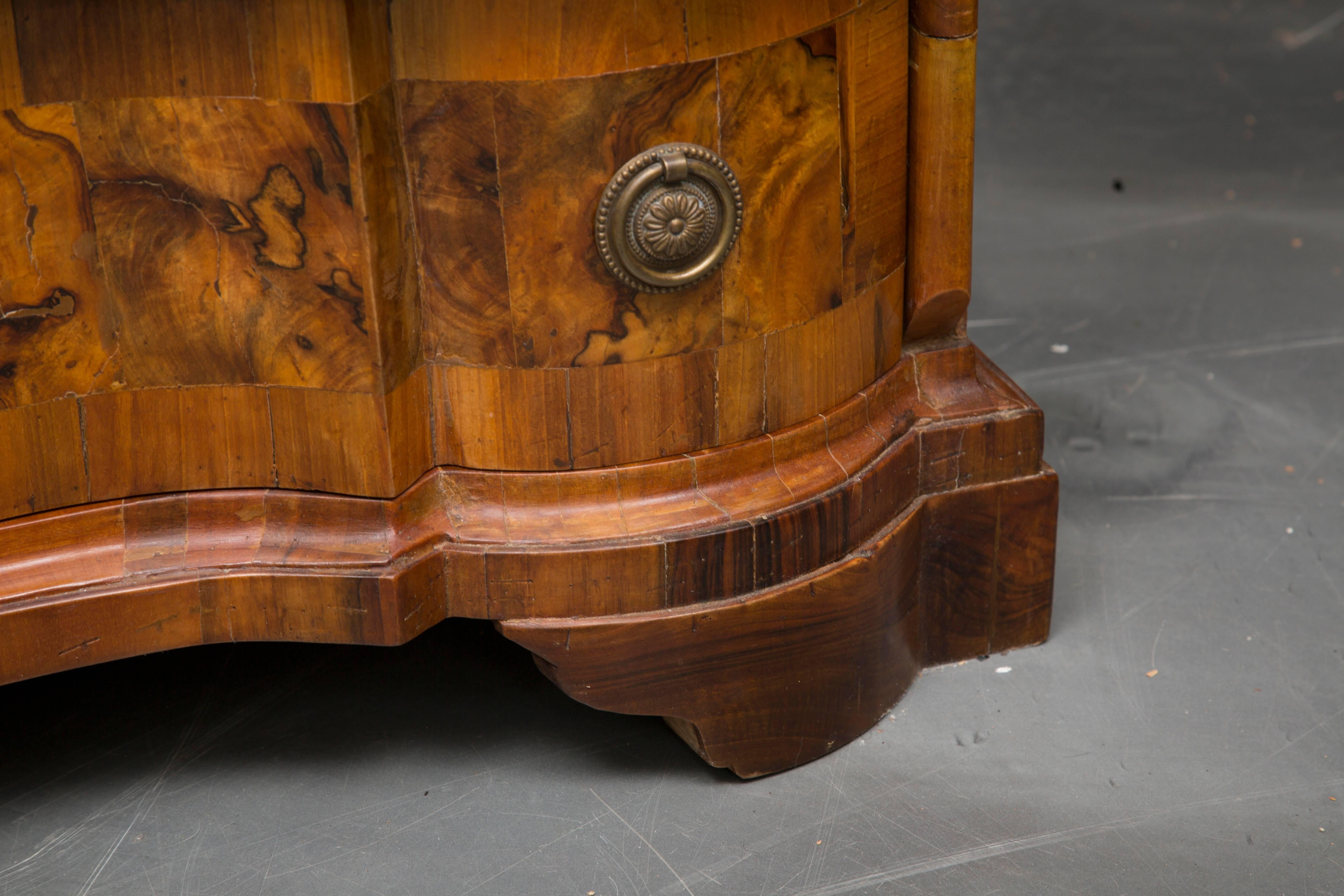 19th Century Italian Rococo Burl Walnut Slant Front Desk 2