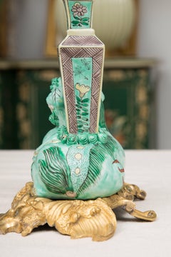 19th Century Pair of Chinese Lions on Bronze Doré Base