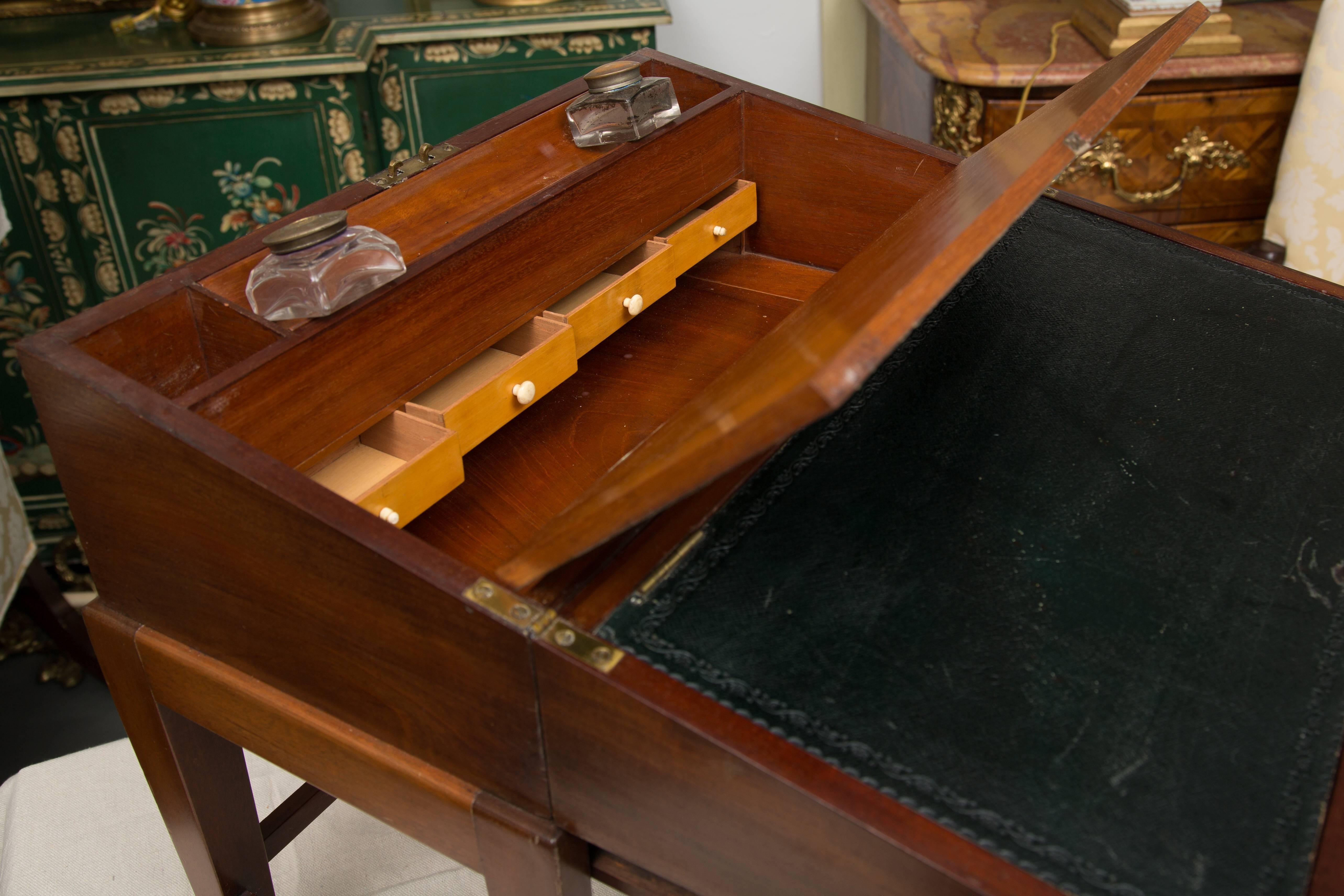 English 19th Century Mahogany Lap Desk on Later Stand