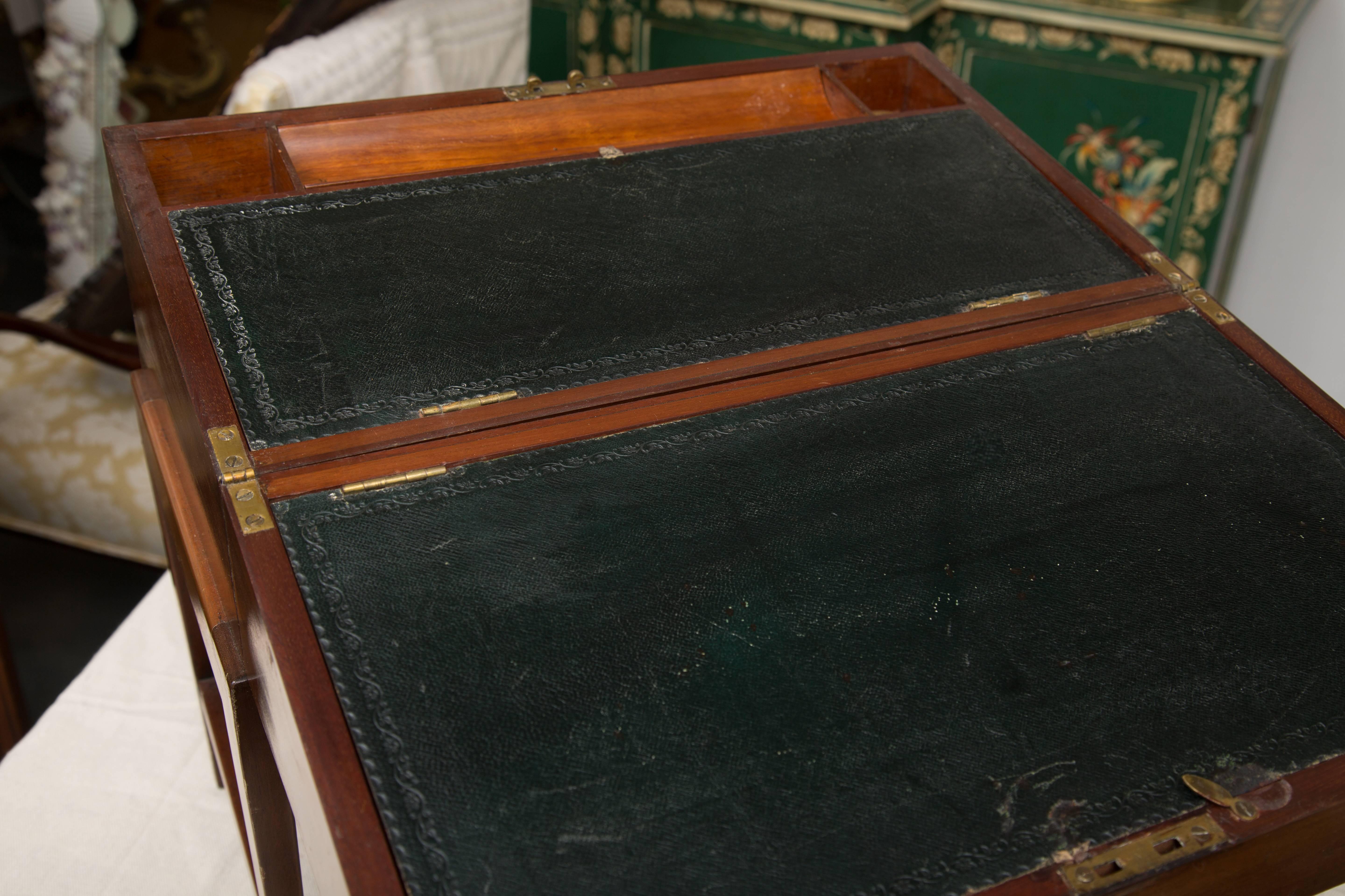 19th Century Mahogany Lap Desk on Later Stand In Good Condition In WEST PALM BEACH, FL