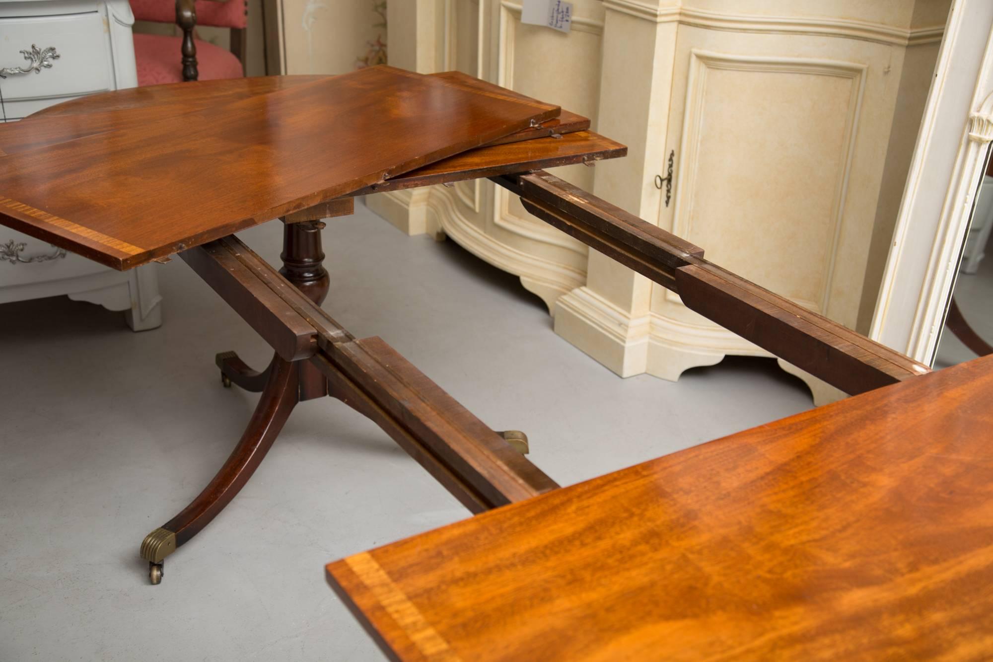 English George III Style Mahogany Twin Pedestal Mahogany Oval Dining Table 2