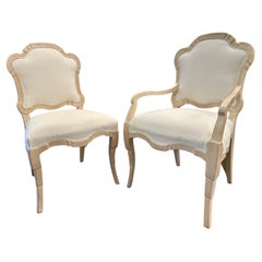 Set of Six Cream Painted Stylized Louis XVI Style Upholstered Dining Chairs