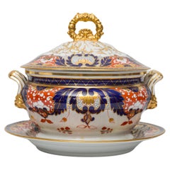 Principios del s. XIX Sopera circular y soporte Chamberlain's Regent China Worcester
