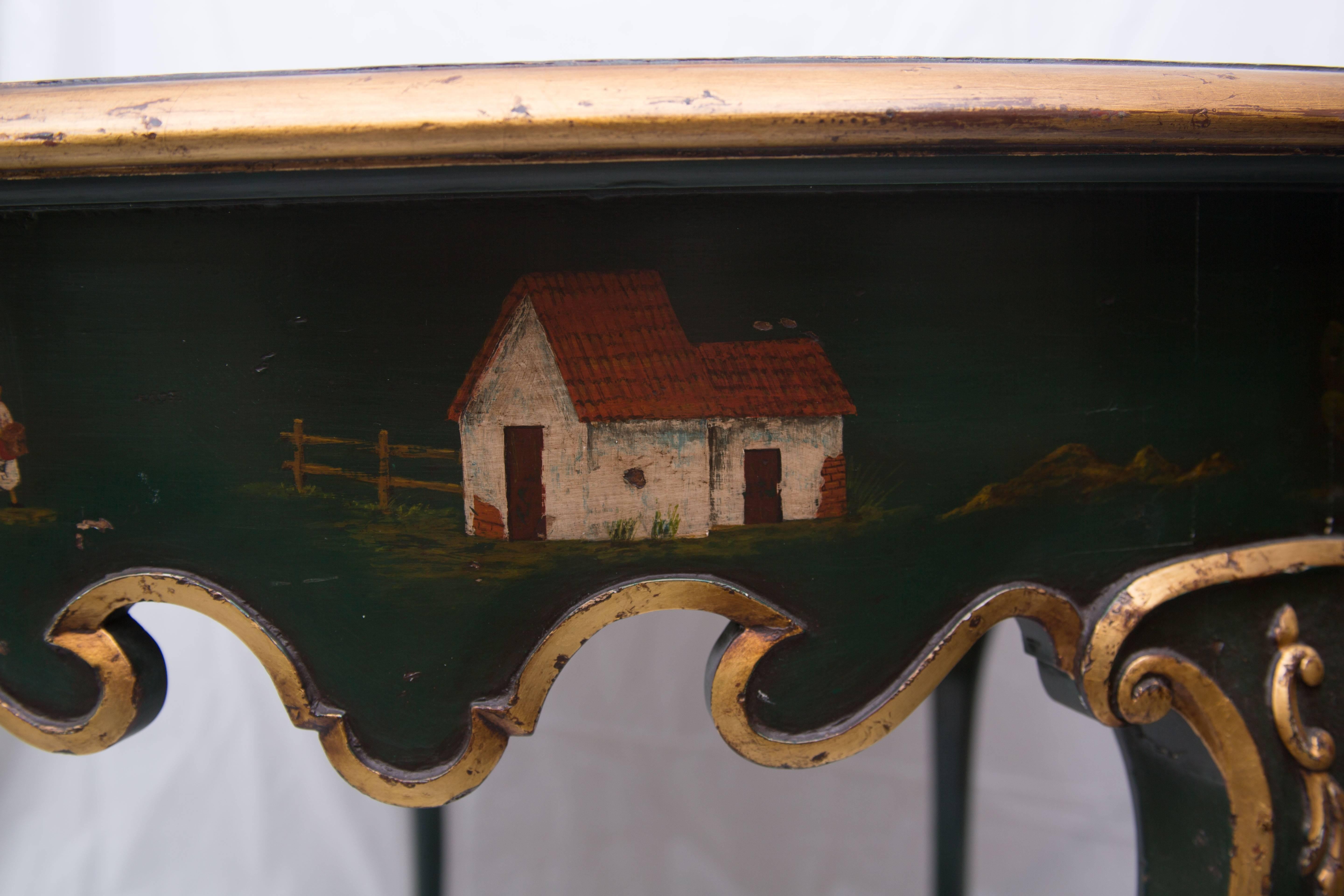 Louis XV 19th Century Northern Italian Painted Center Table