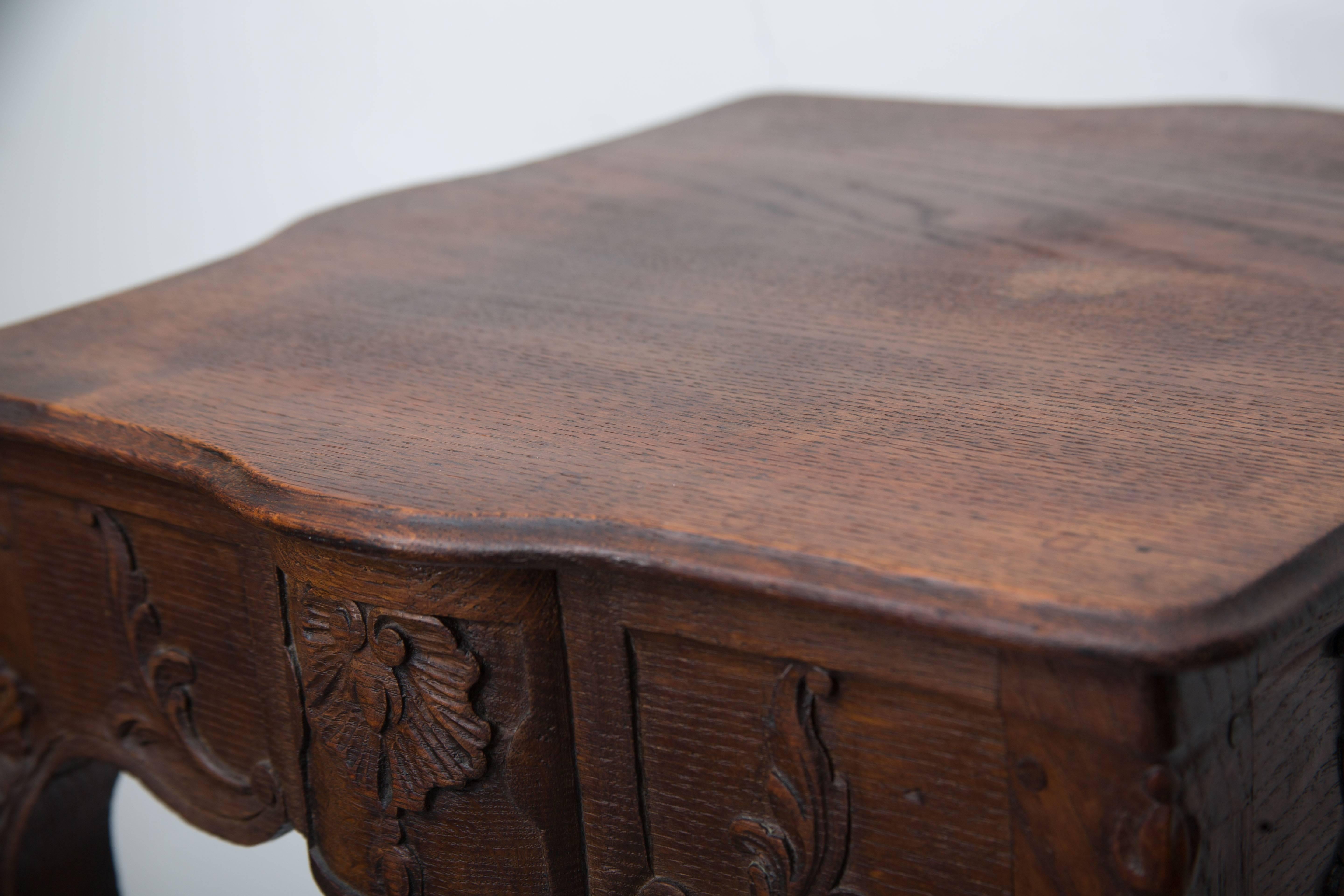Hand-Carved French Oak Side Table