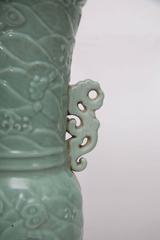 Pair of Chinese Celadon Trumpet Urns