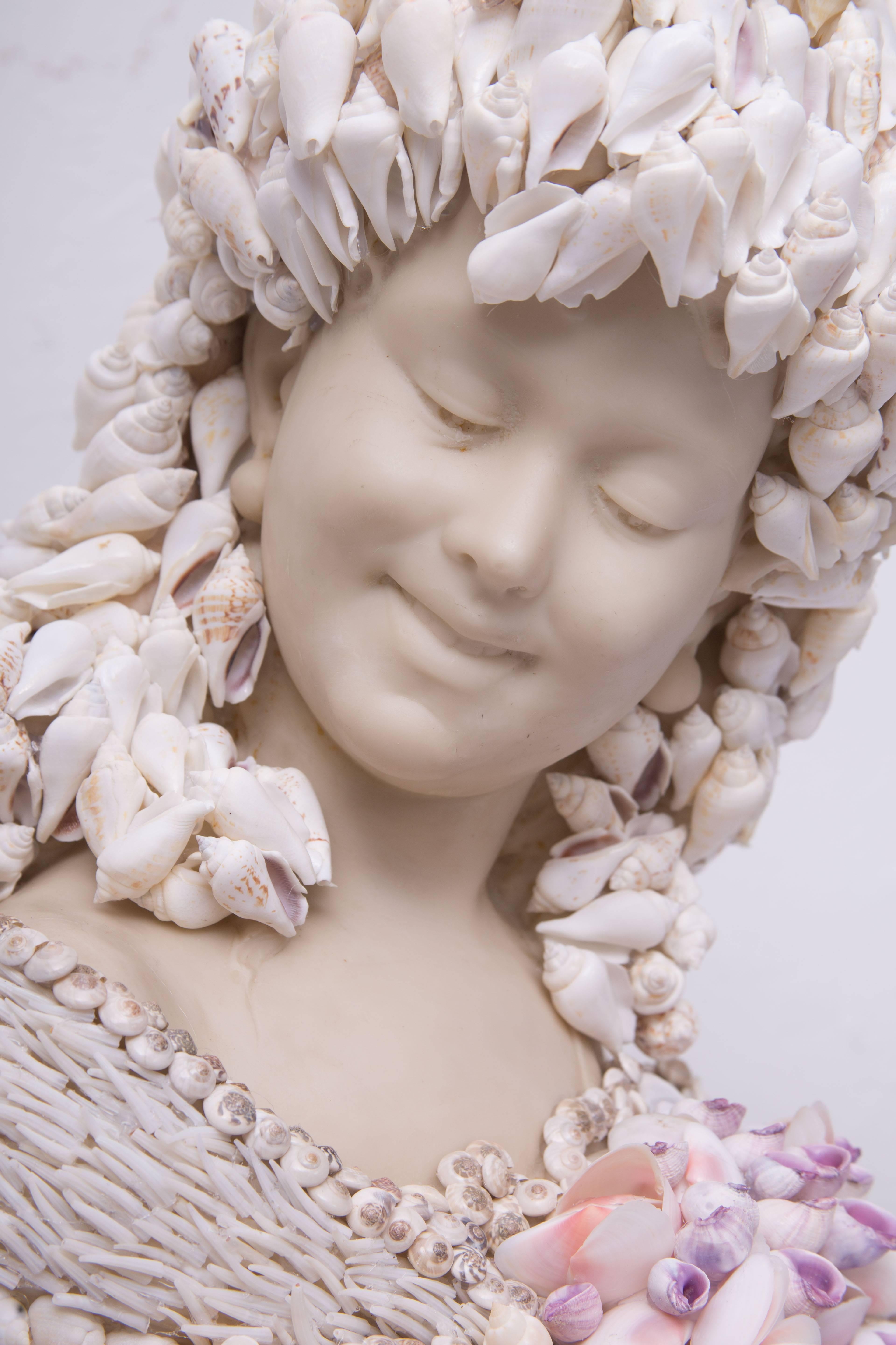 20th Century Shell-Encrusted Composition Bust