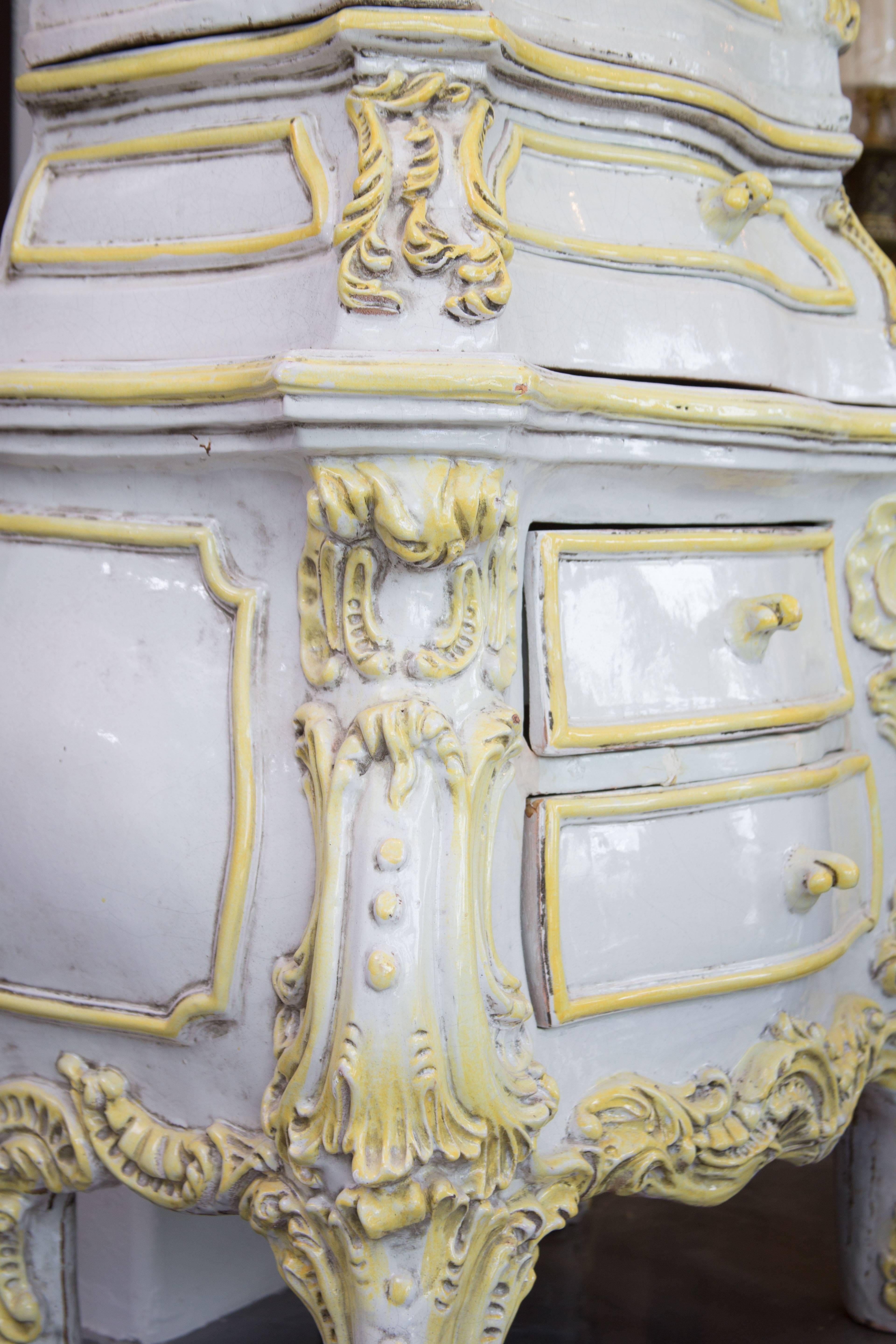 Fired 19th Century French Glazed Ceramic Stove