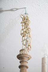 Parcel Silver-Gilt and Washed Pine Six-Arm Chandelier, Mid-20th Century