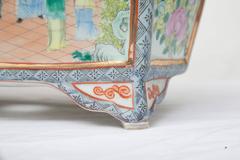 Rose Medallion Rectangular Ceramic Cache Pot/Jardiniere