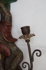 Pair of Whimsical of Hand-Carved and Painted Monkey Wall Sconces