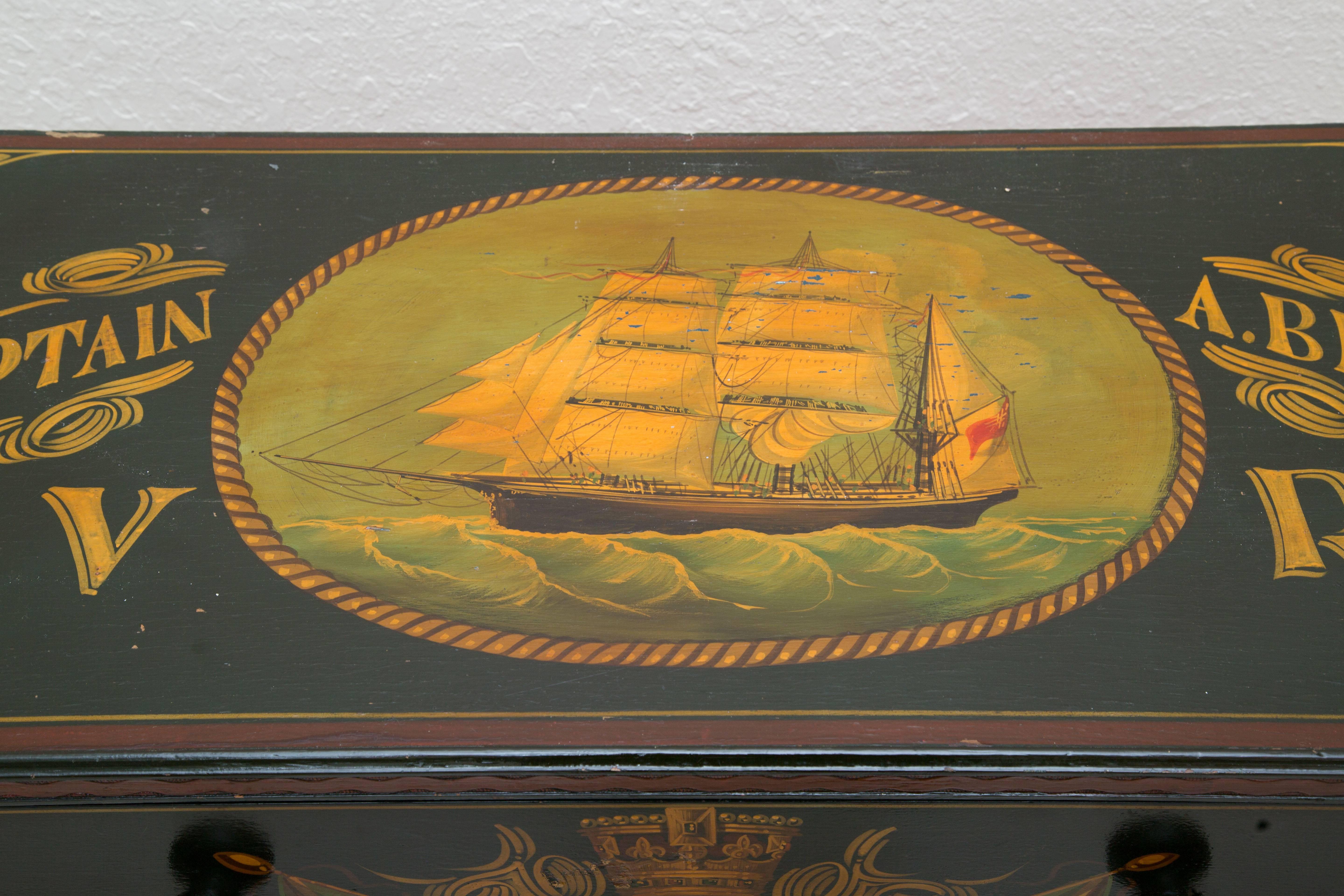 Hand-Painted Nautical Painted Chest