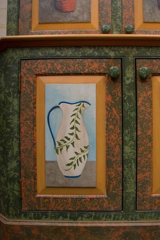  Whimsical Hand Painted Solarium or Garden Room Cabinet For 