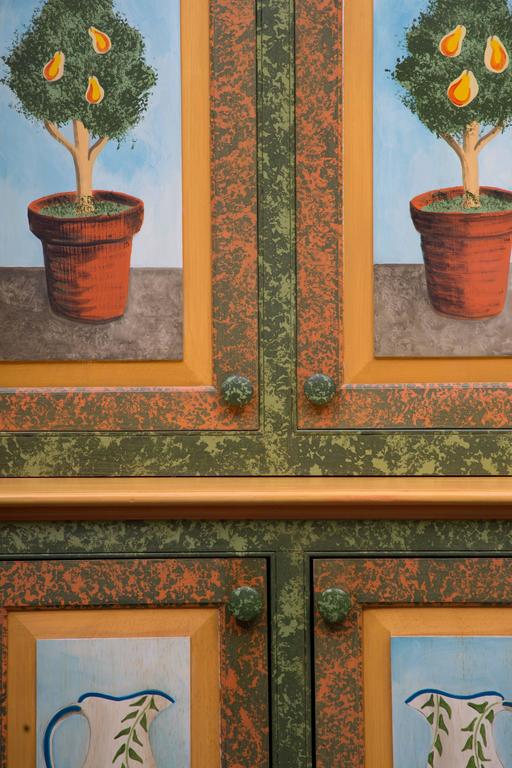 Whimsical Hand Painted Solarium or Garden Room Cabinet For Whimsical Hand Painted Solarium or Garden Room Cabinet For