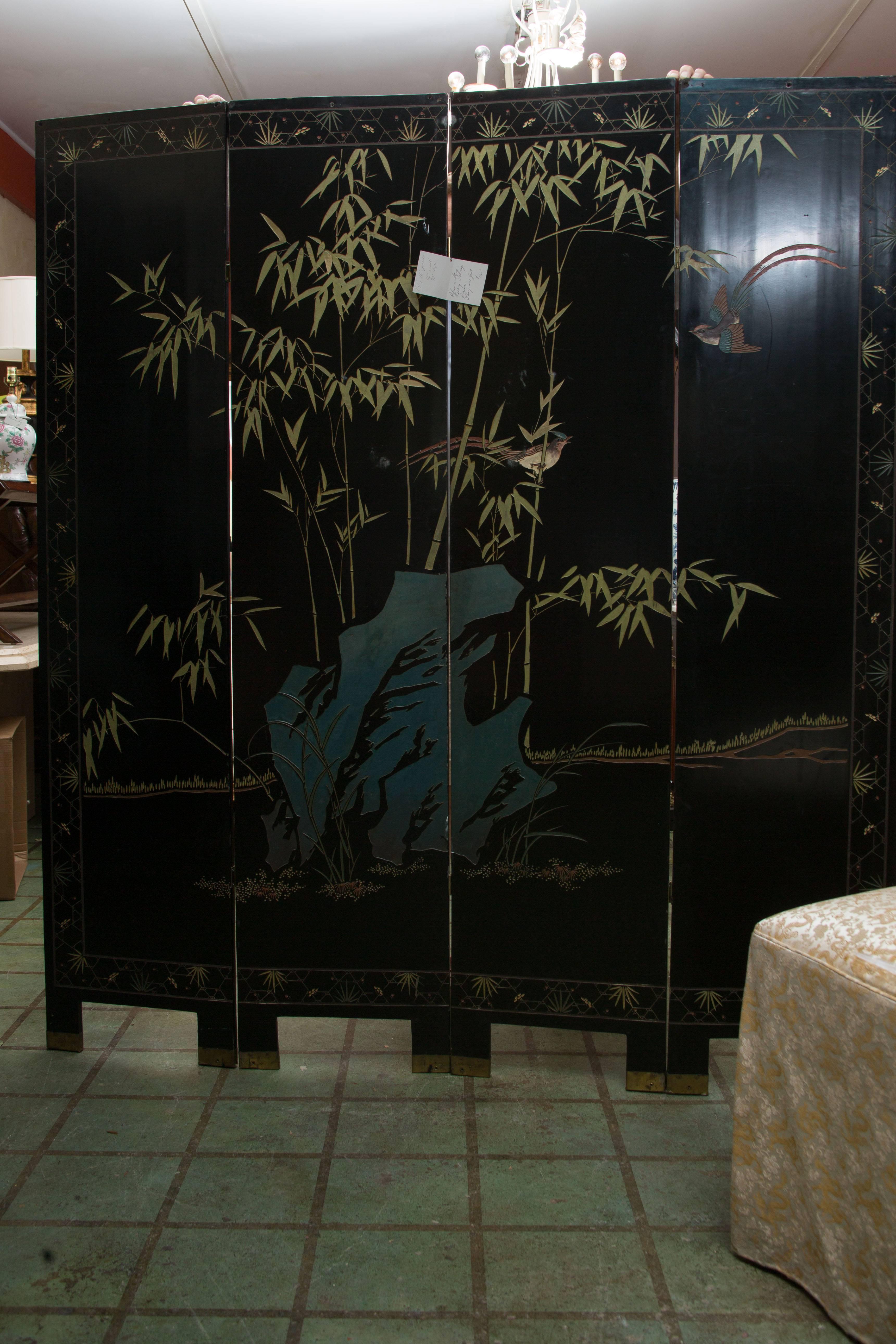 chinese coromandel lacquer screen