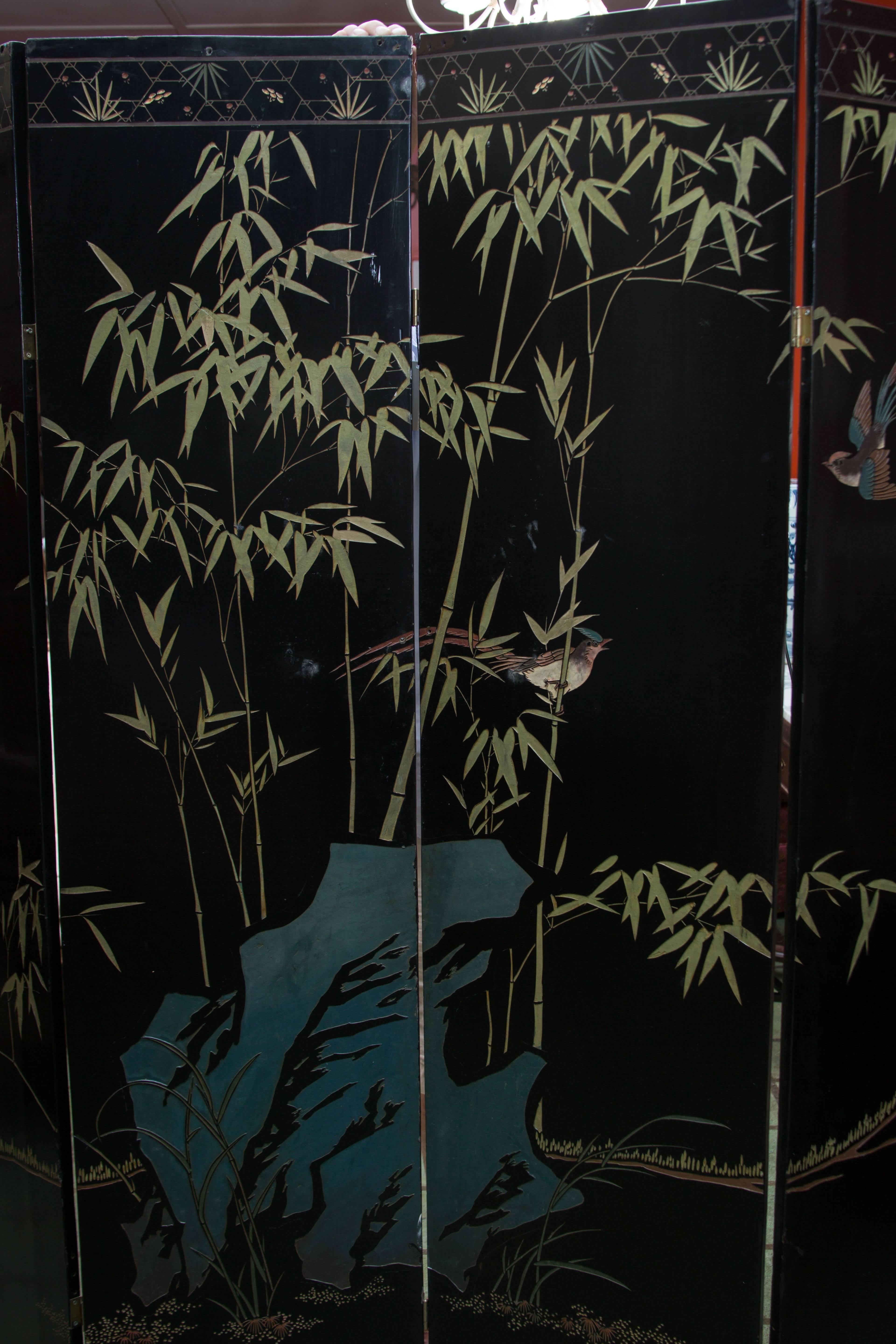 Chinese Export Mid-Century Chinese Coromandel Lacquer Folding Screen