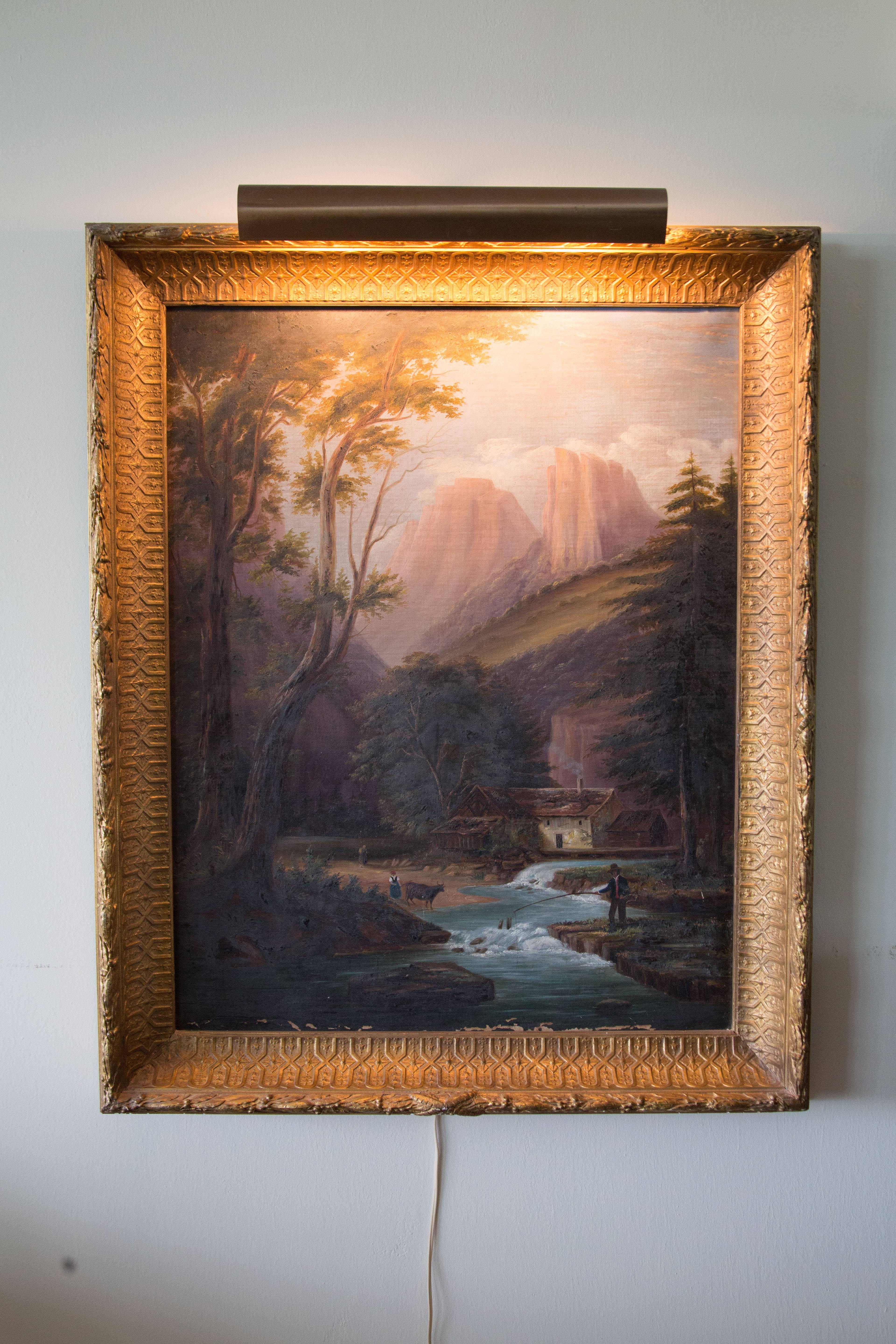 American Hudson River School Landscape Oil on Canvas, 19th Century For Sale