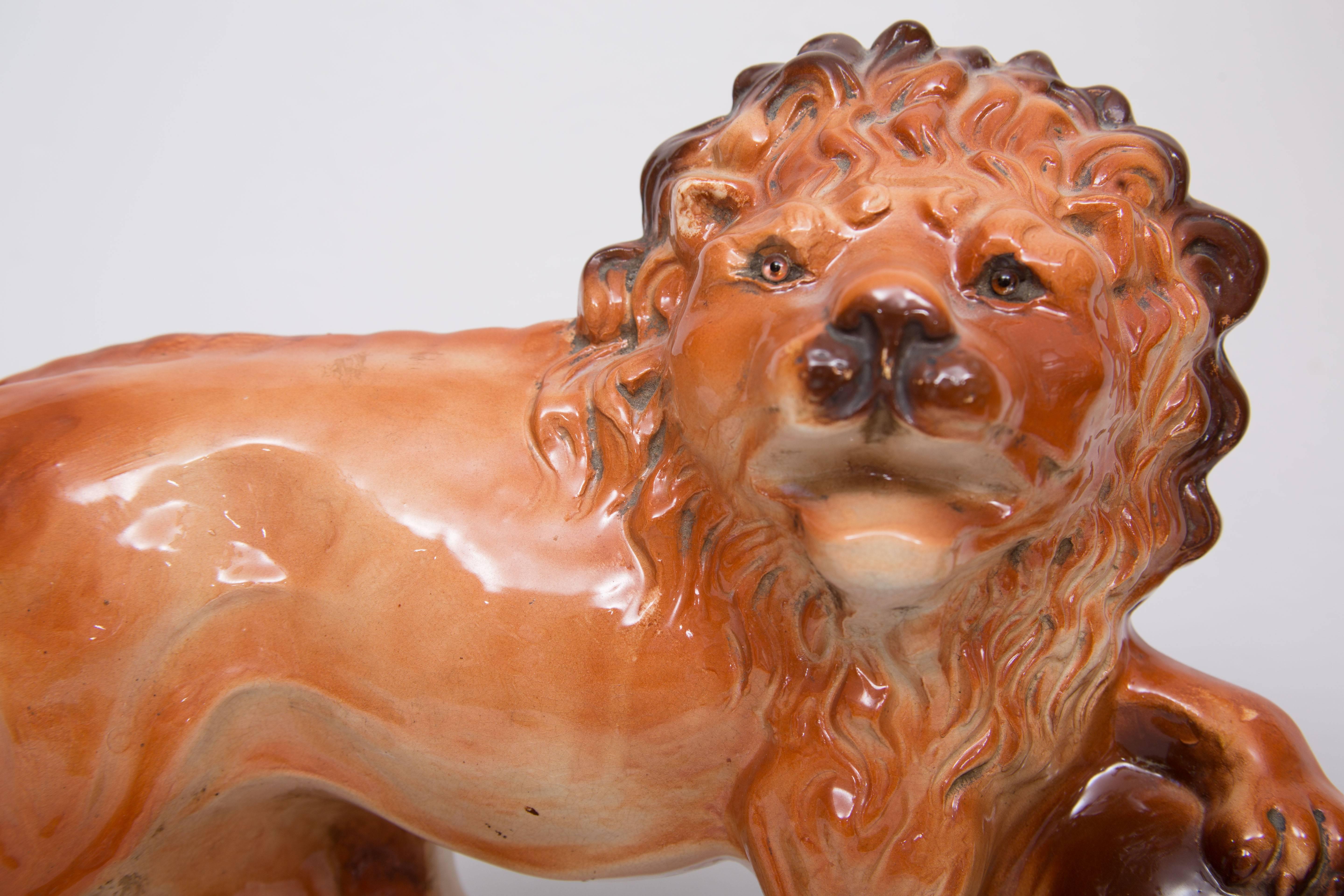 Other Pair of Ceramic and Glazed Lions by Lancaster & Sons (Hanley) Ltd (L&S)