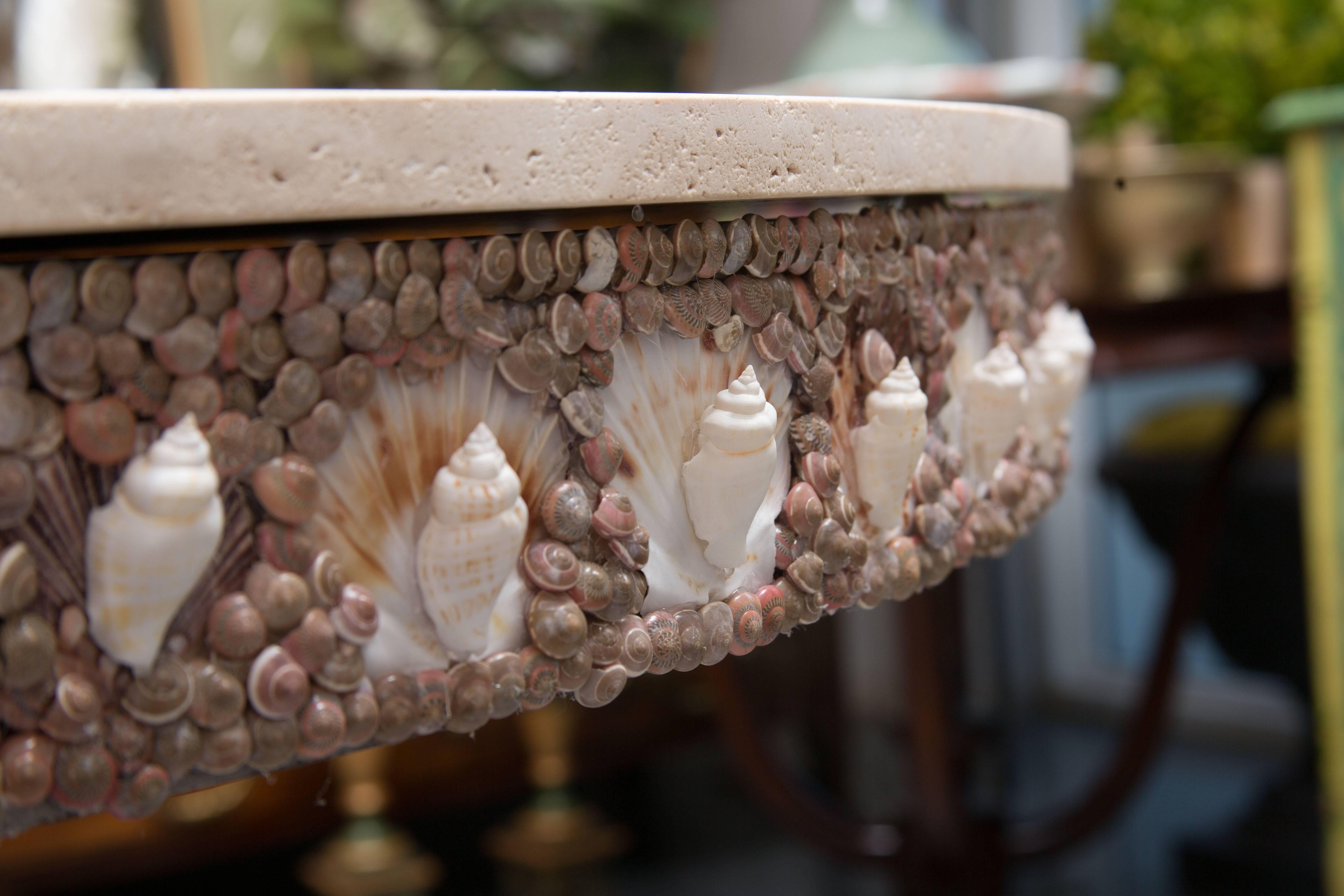 Other Shell Encrusted Centre Table with Travertine Top