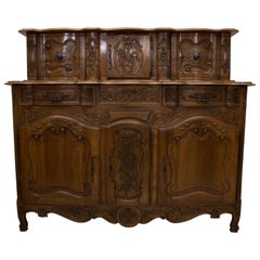 20th Century, French, Louis XV Style Walnut Buffet with Super Structure