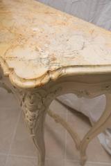 Pair of 19th Century Cream-Painted Beechwood Console with Siena Marble Tops