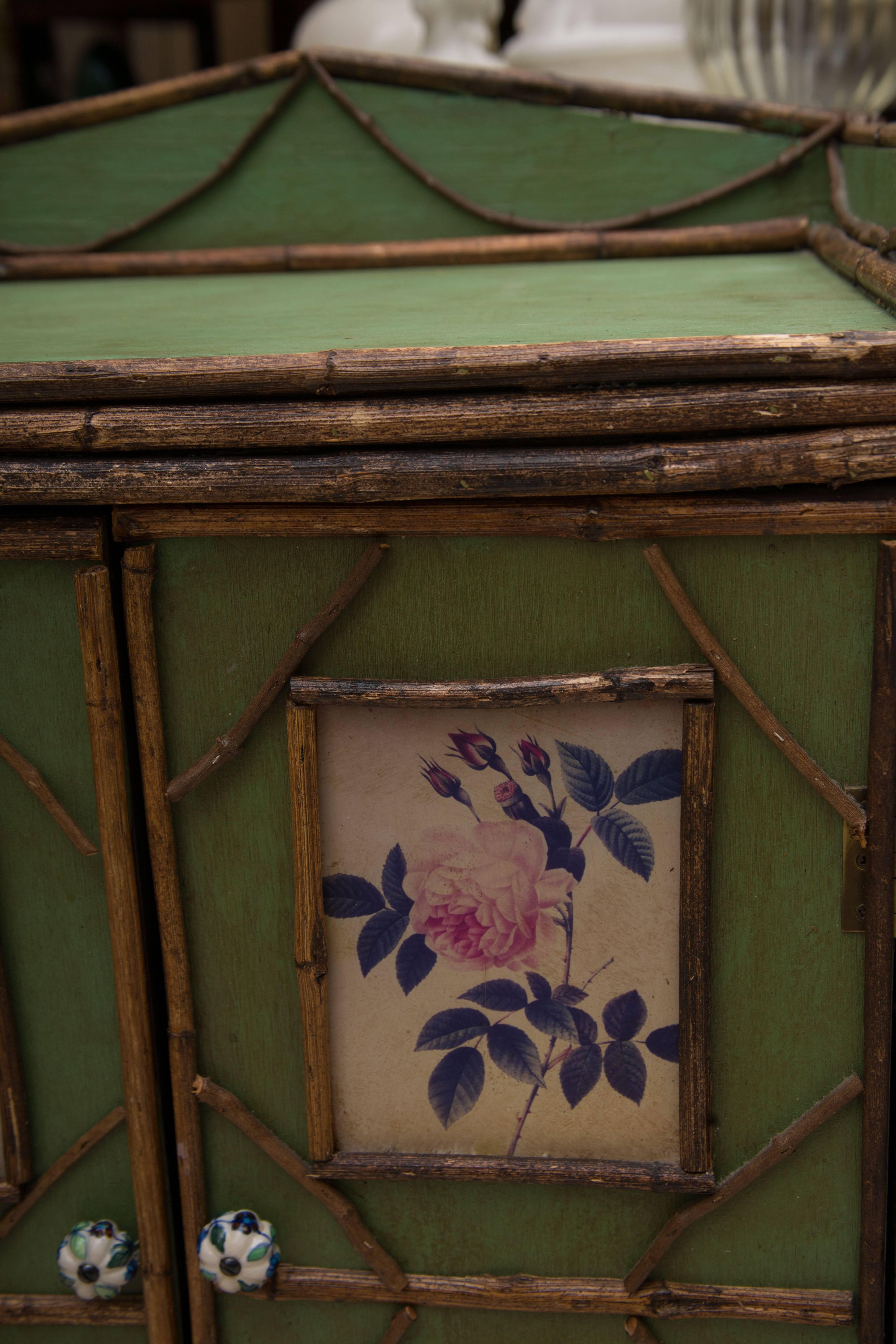 Other 19th Century Green Painted Cottage Cabinet