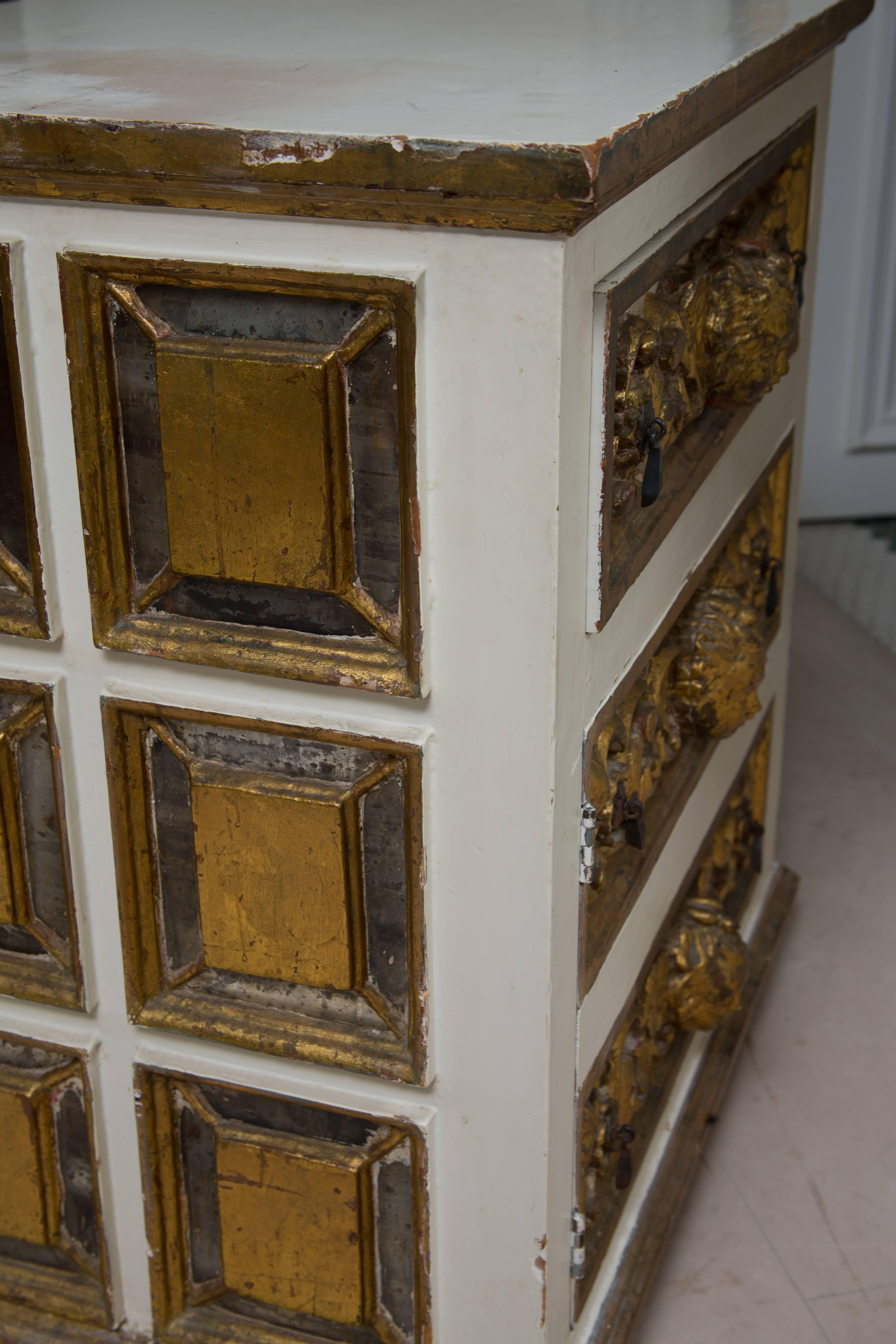 Mirror Pair of Italian White and Parcel-Gilt Chests