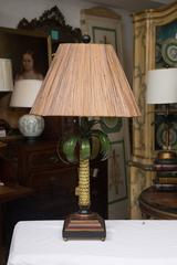 Hand-Painted Palm Tree Lamps with Custom Bamboo Shades