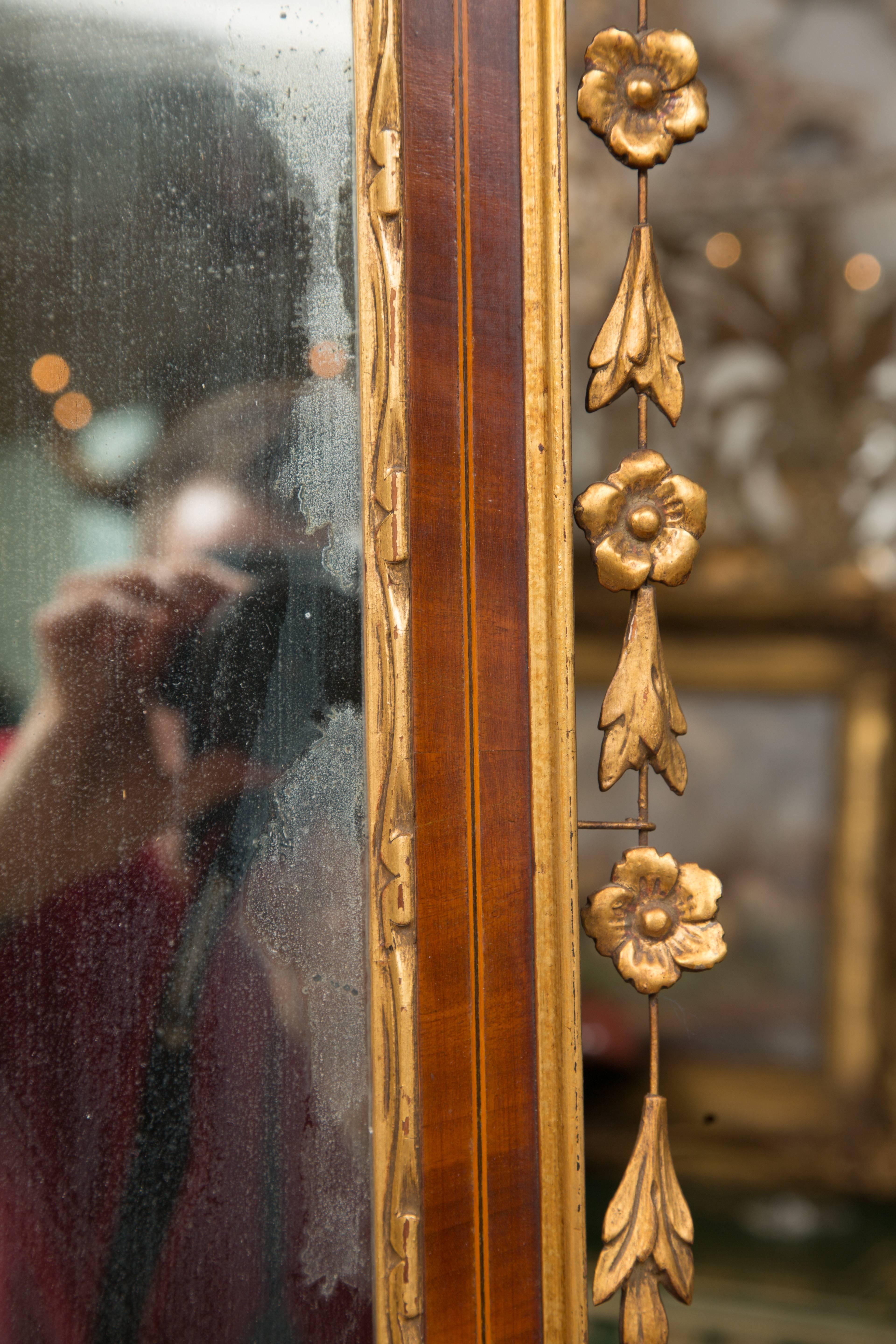 19th Century Federal Style Mahogany Parcel Gilt Mirror