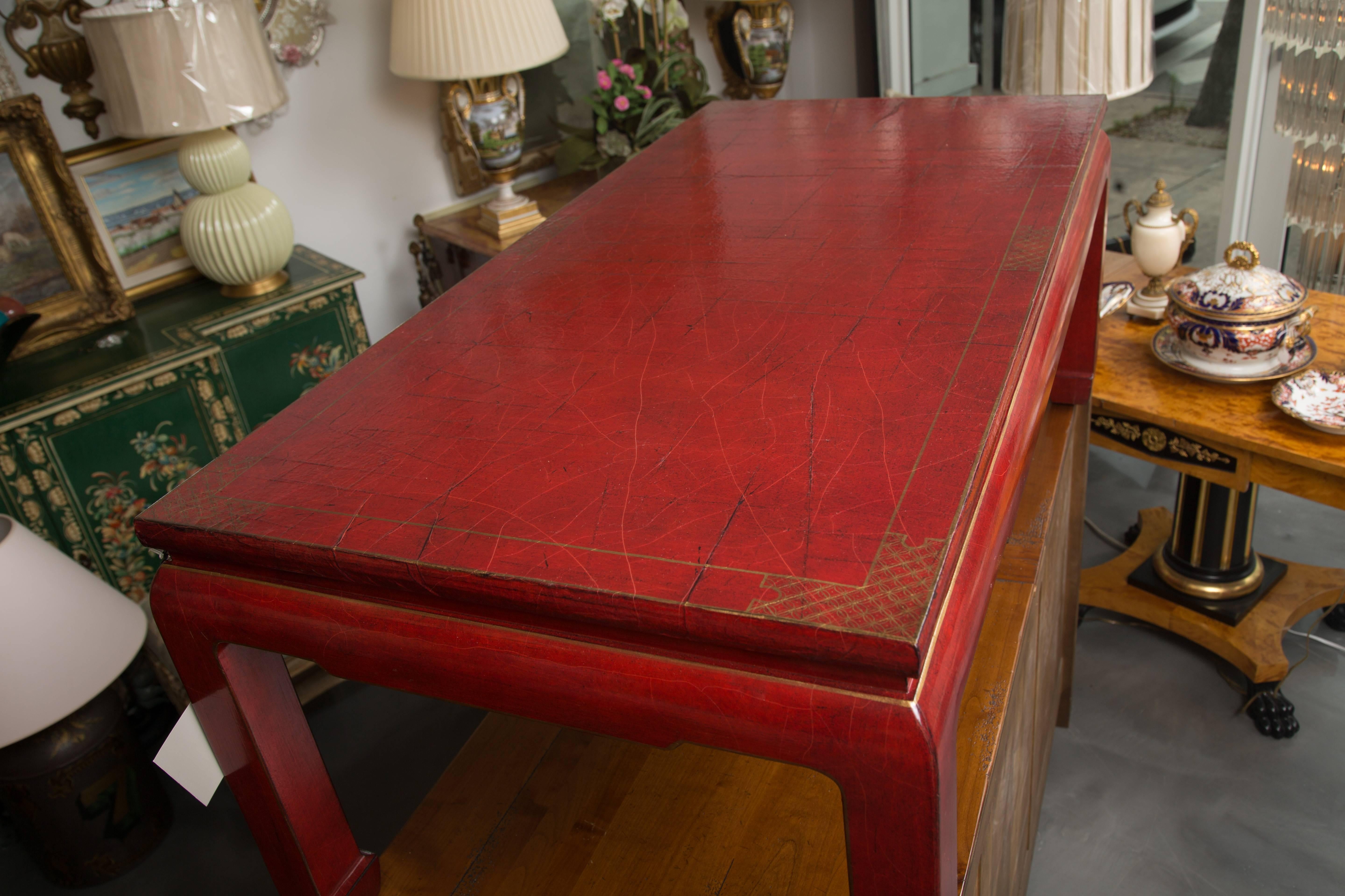 Red-Lacquered Coffee Table In Good Condition In WEST PALM BEACH, FL