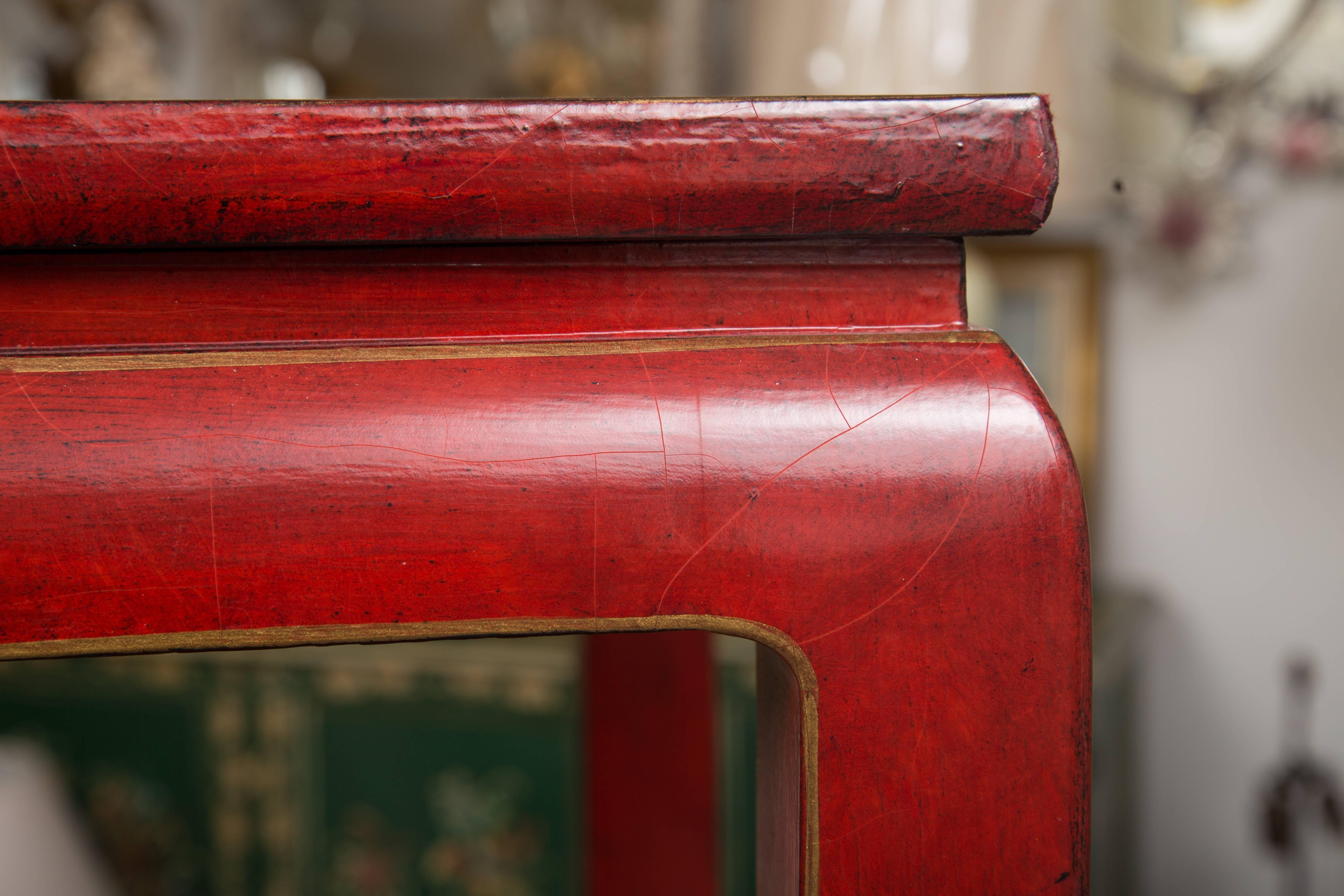 20th Century Red-Lacquered Coffee Table