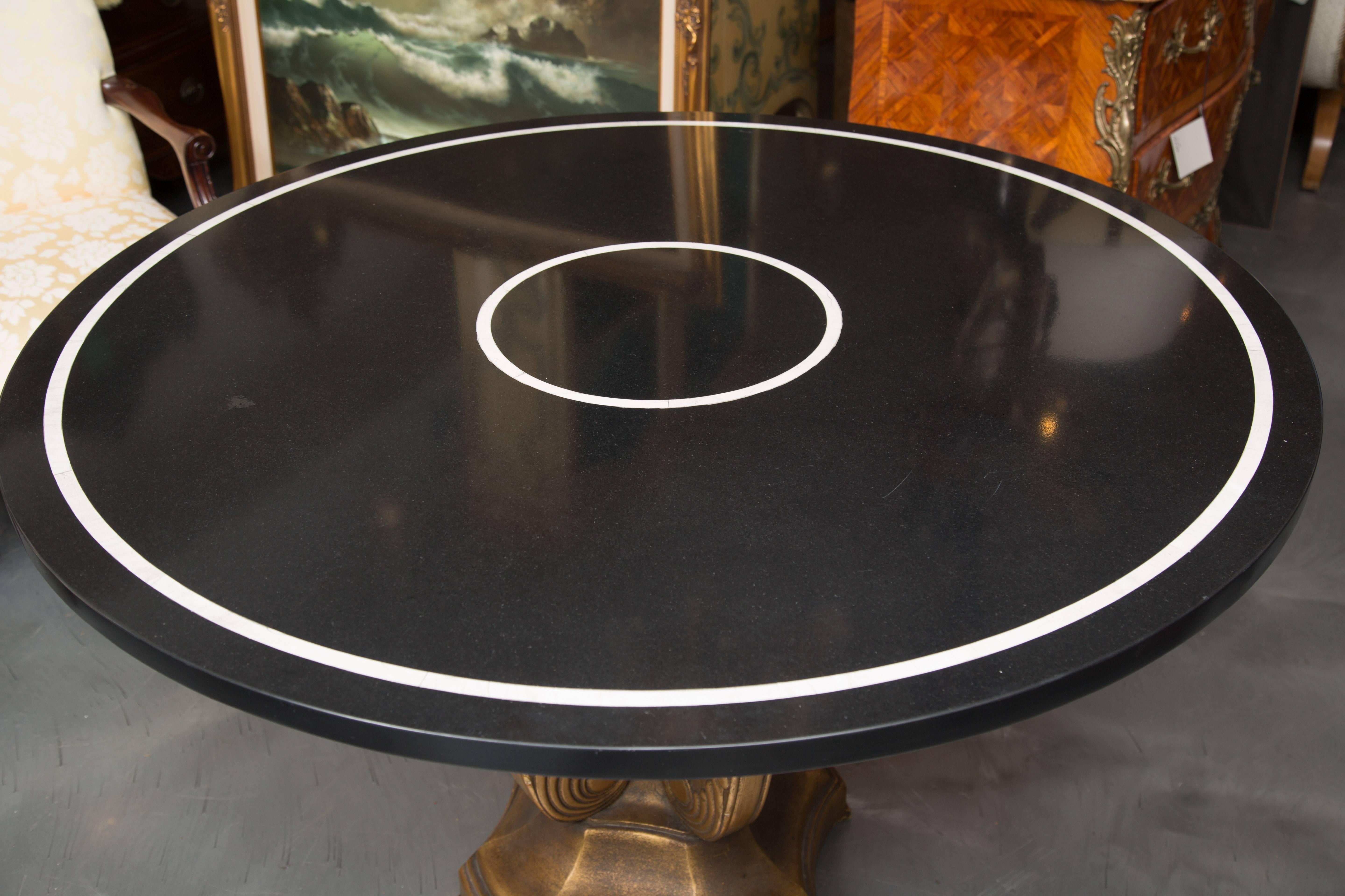 Other Giltwood Center Table with Inlaid Black Granite Top