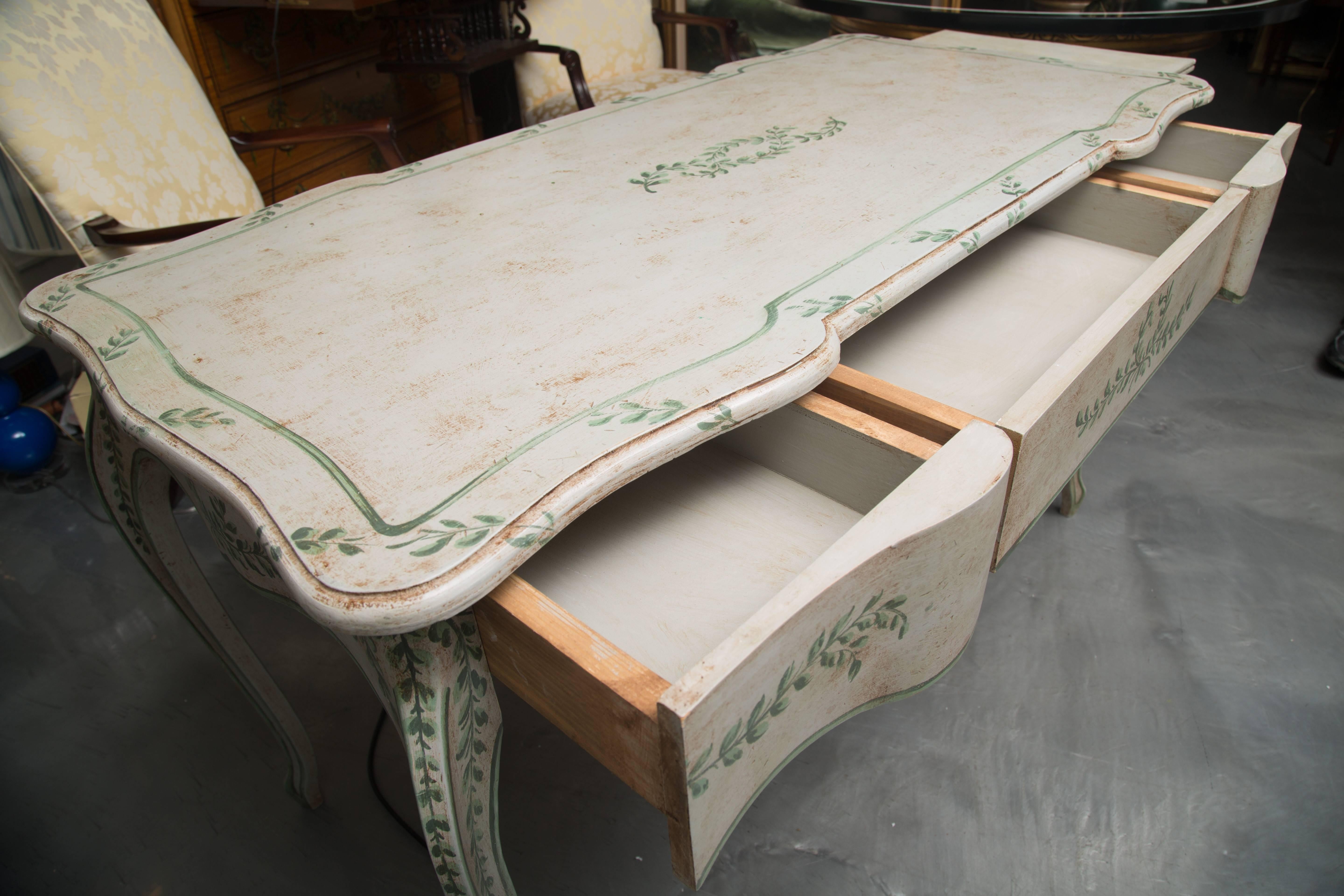 French Louis XV Style Painted Writing Table