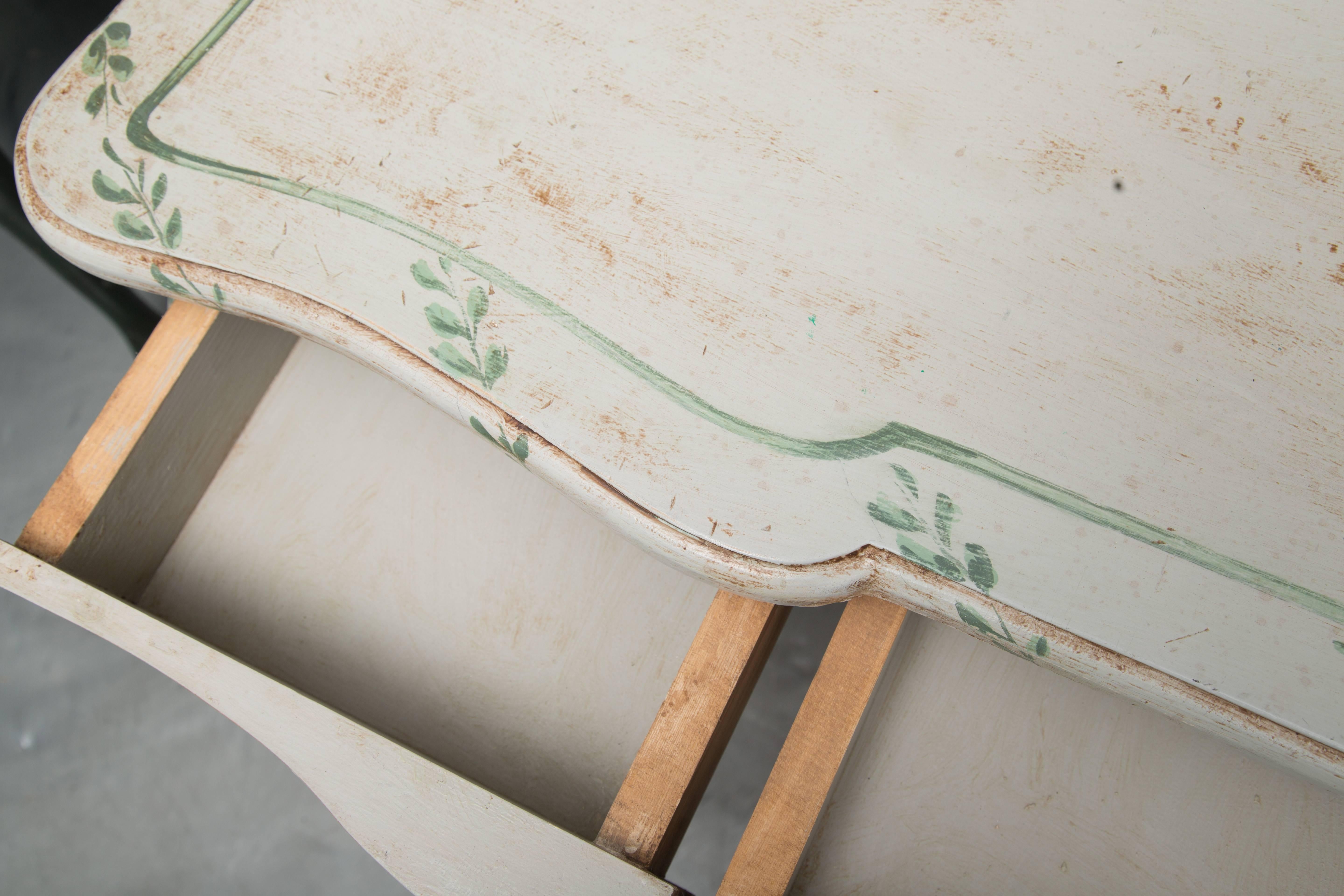 Hand-Crafted Louis XV Style Painted Writing Table